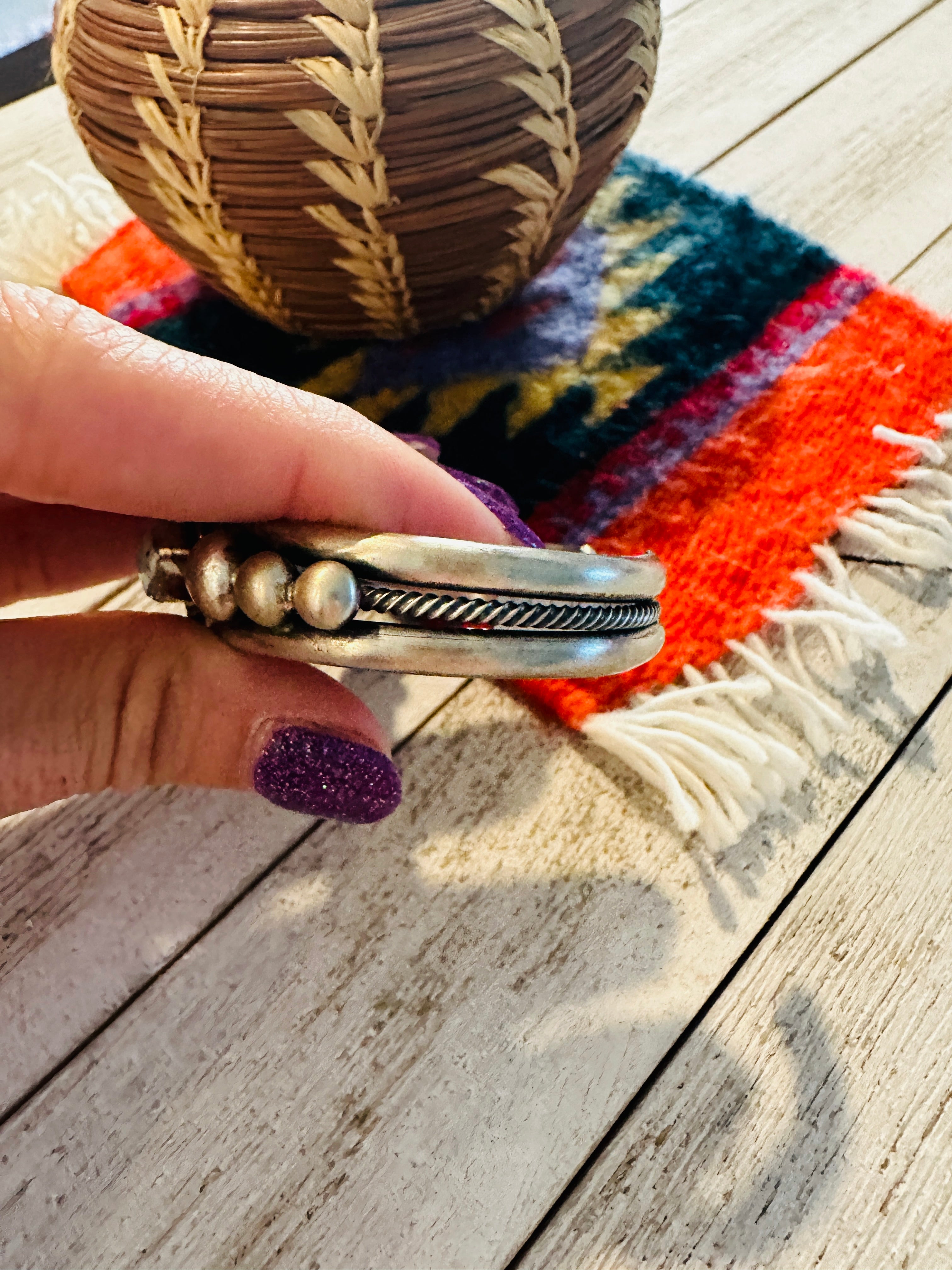 Navajo Golden Hills Turquoise & Sterling Silver Cuff Bracelet