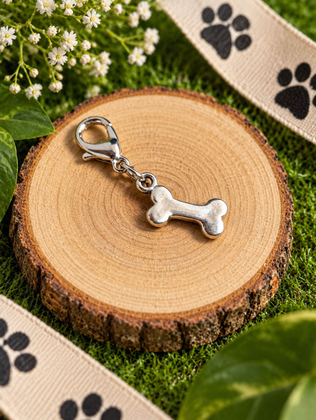 Handcrafted Small Dog Bone Charm Sterling Silver