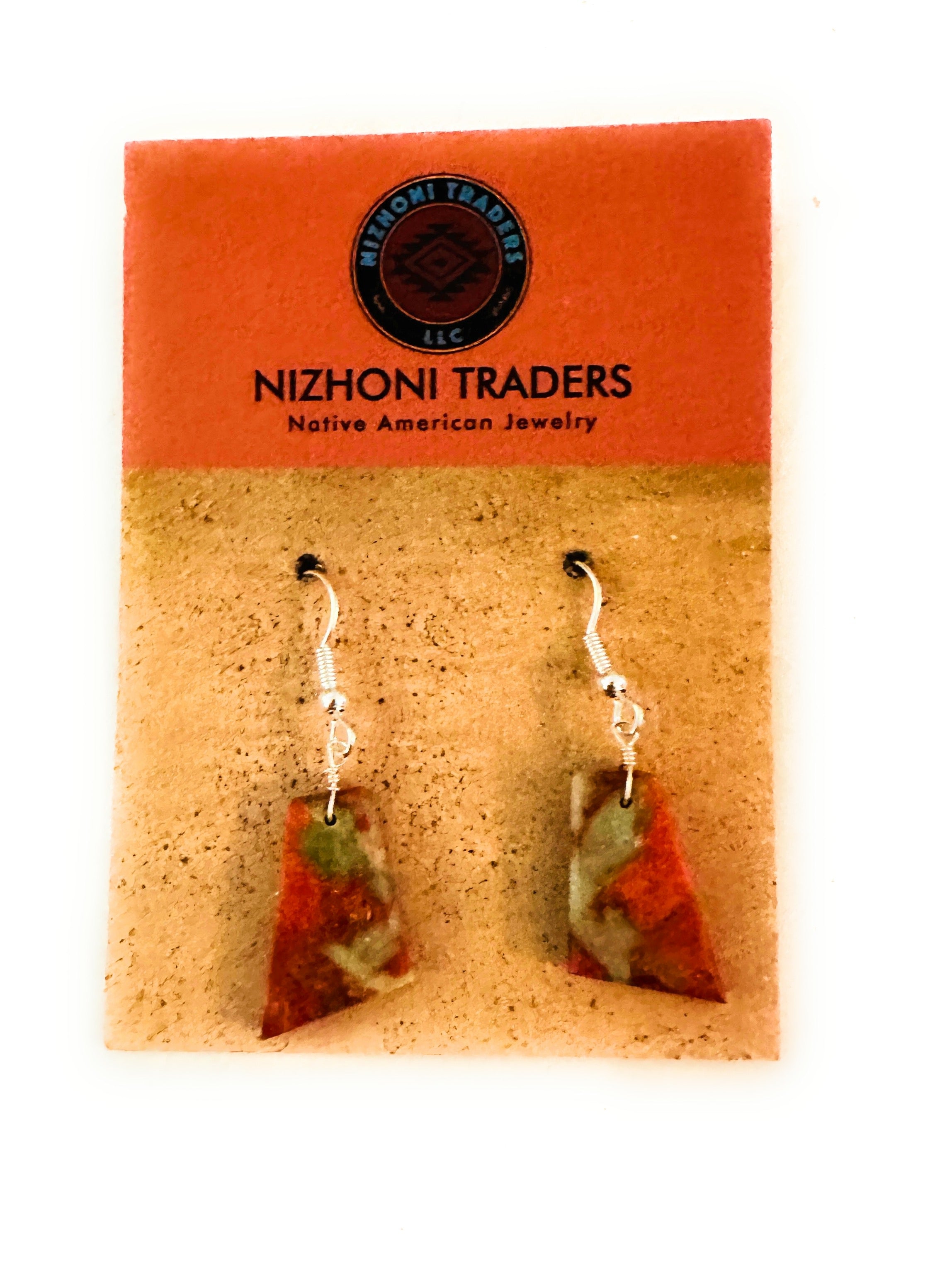 Navajo Sterling Silver & Spice Slab Dangle Earrings