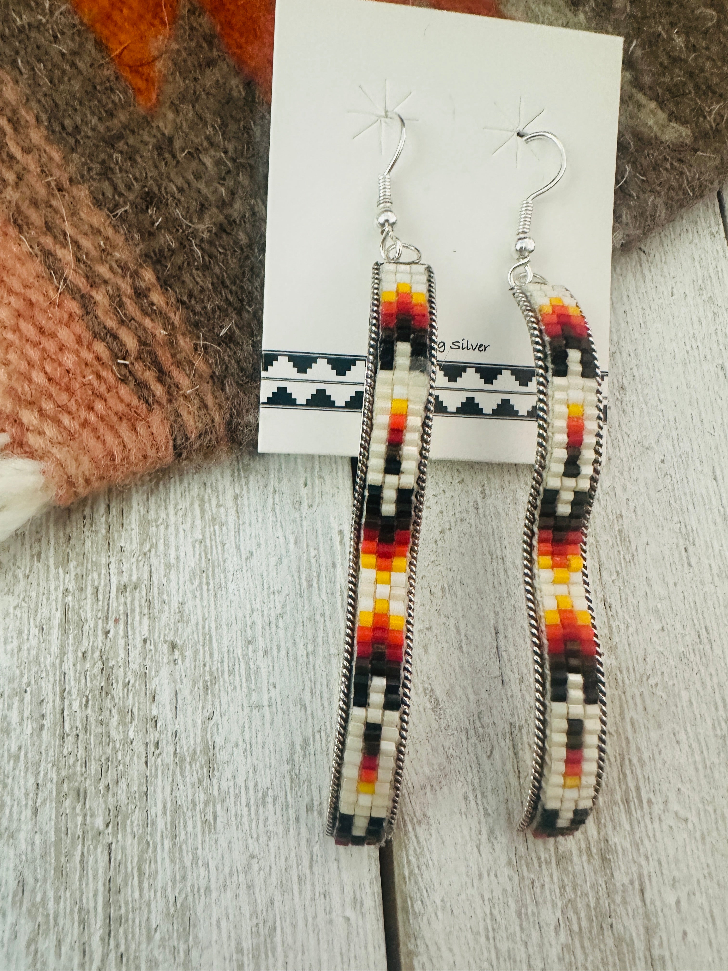 Navajo Handmade Multicolor Beaded Dangle Earrings