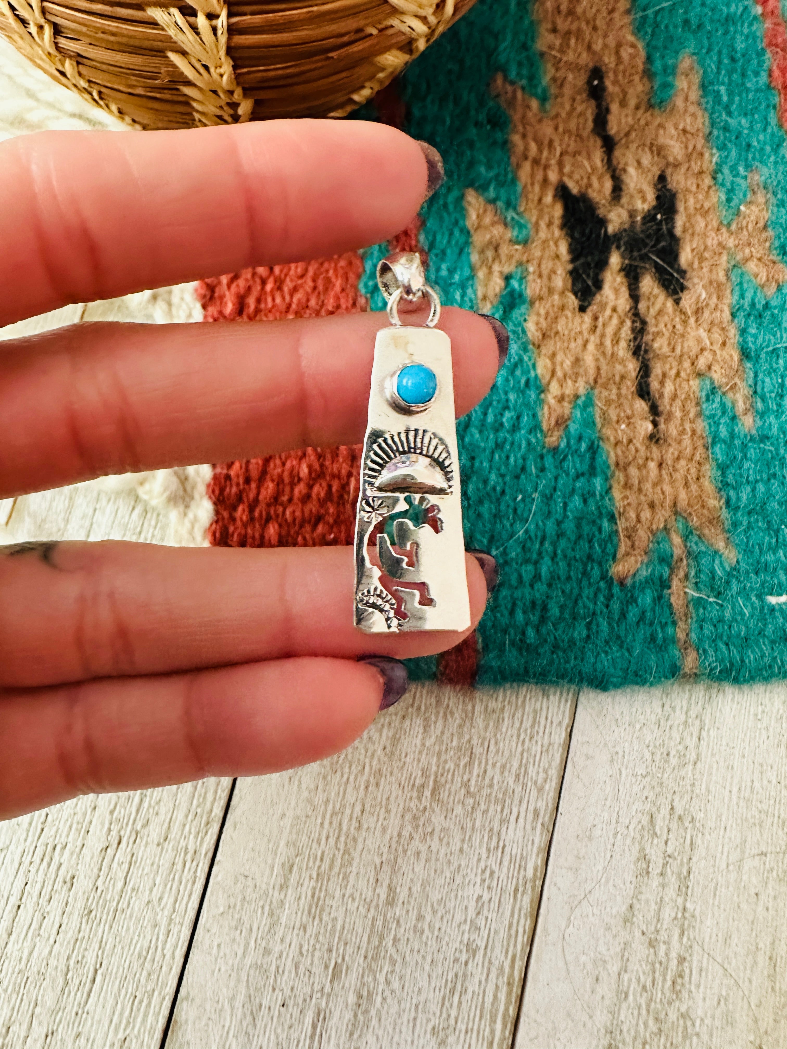 Navajo Turquoise & Sterling Silver Kokopelli Pendant