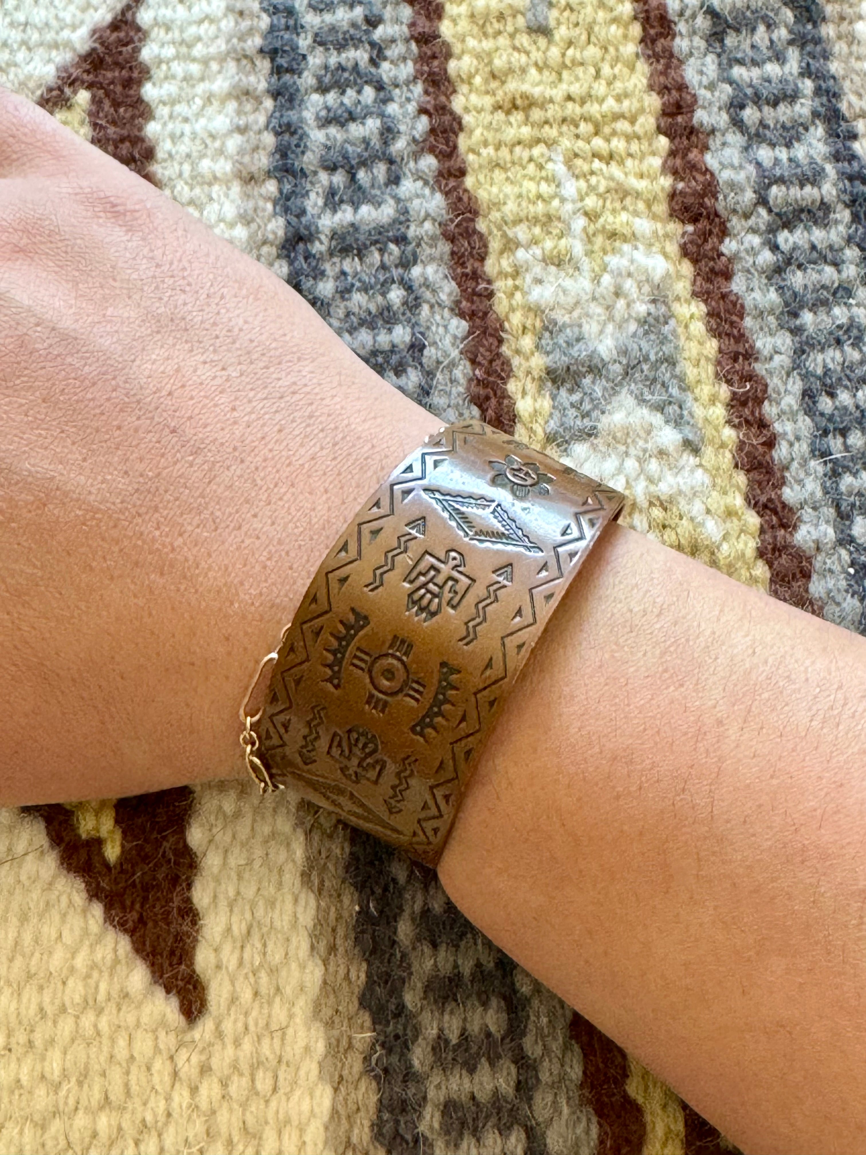 Vintage Handmade Stamped Cuff Bracelet