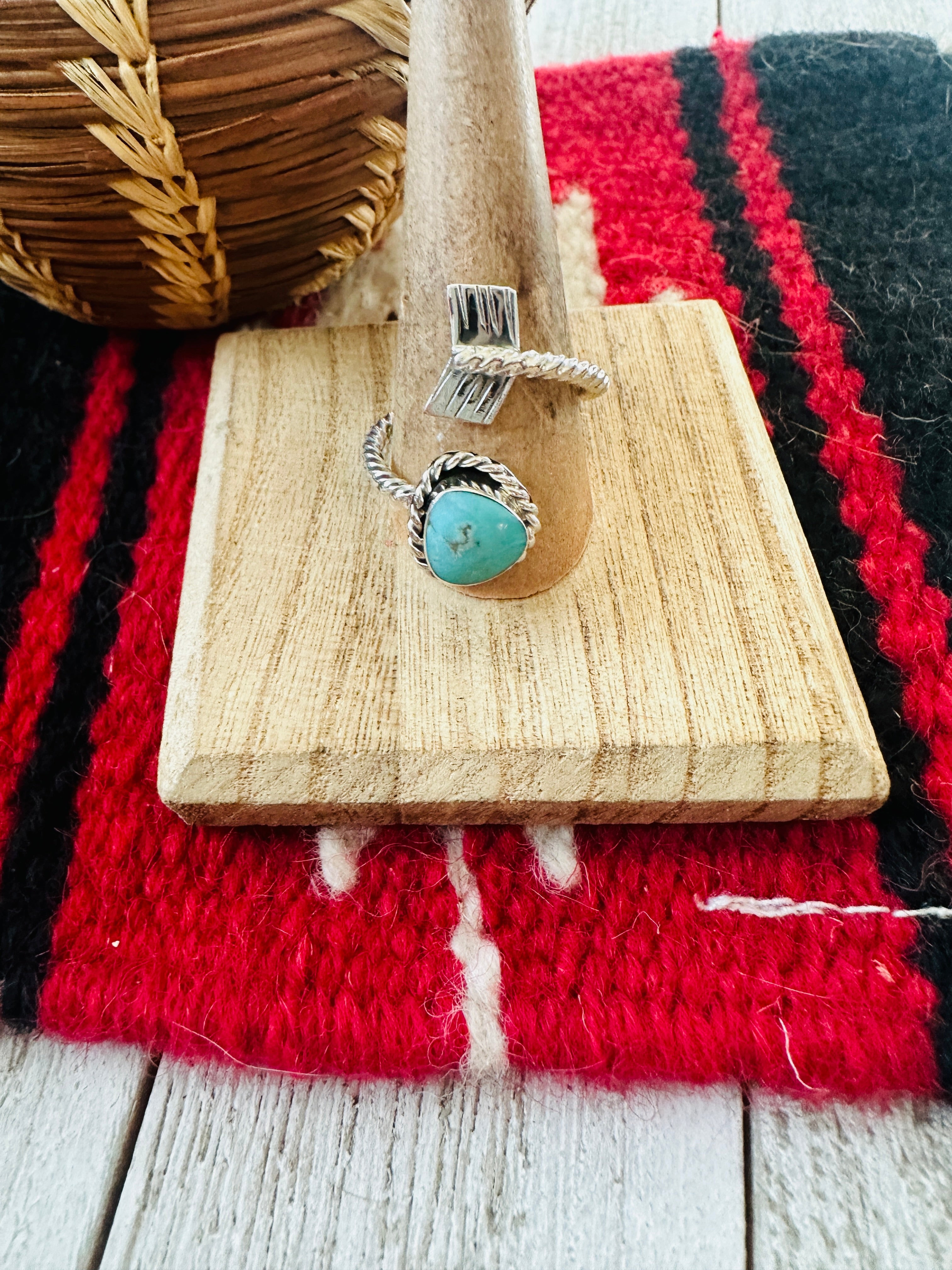 Navajo Sterling Silver & Turquoise Adjustable Arrow Ring