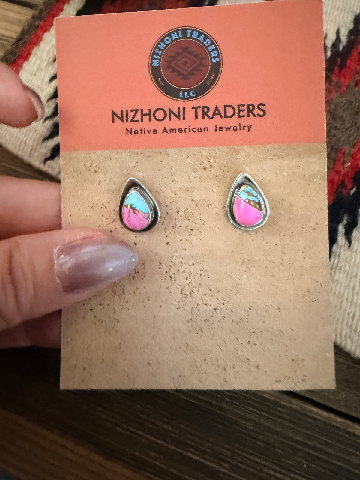 Handcrafted Cotton Candy & Sterling Silver Stud Earrings