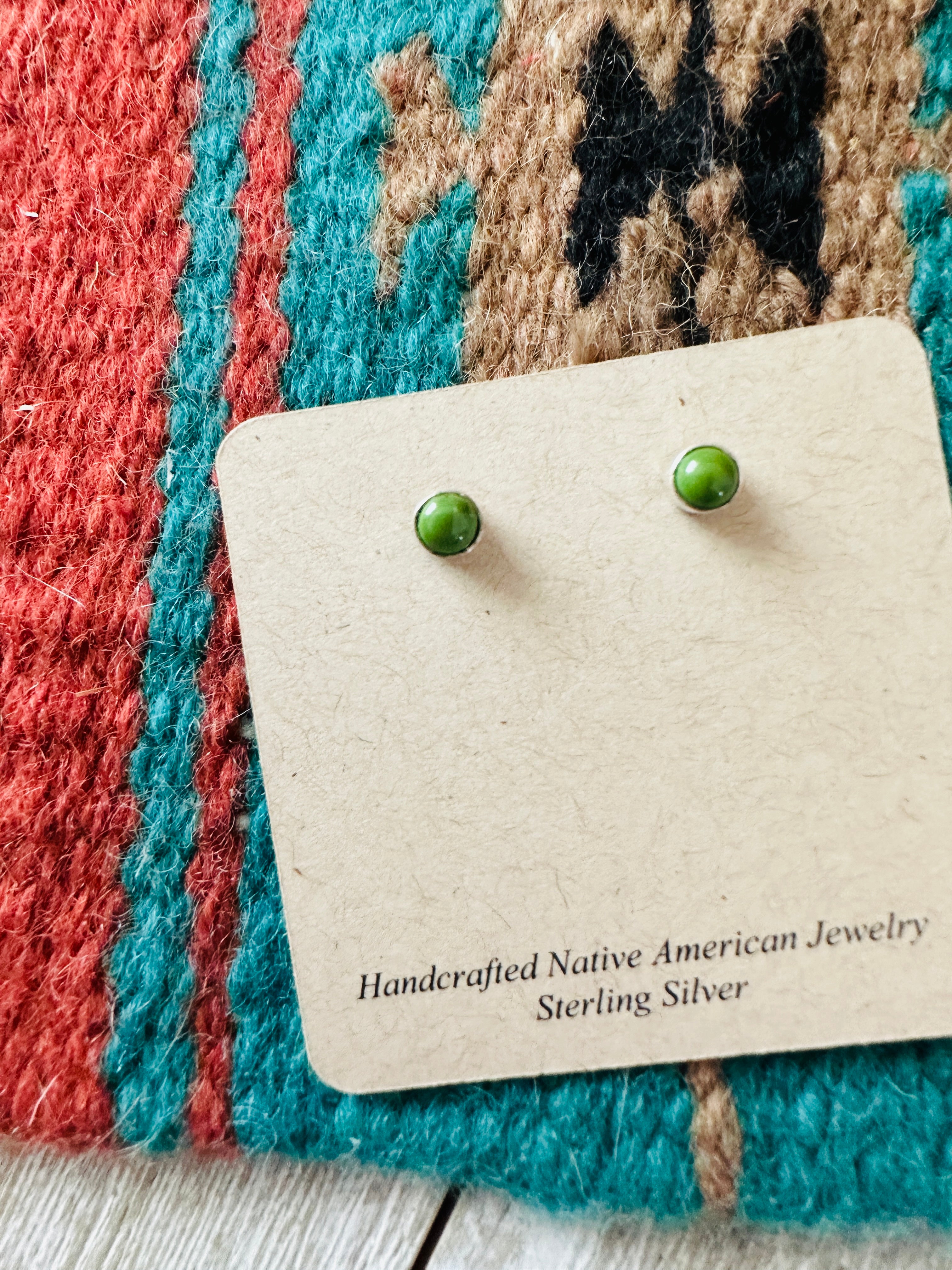 Handcrafted Sonoran Gold Turquoise & Sterling Silver Stud Earrings by Gilbert Weebothee