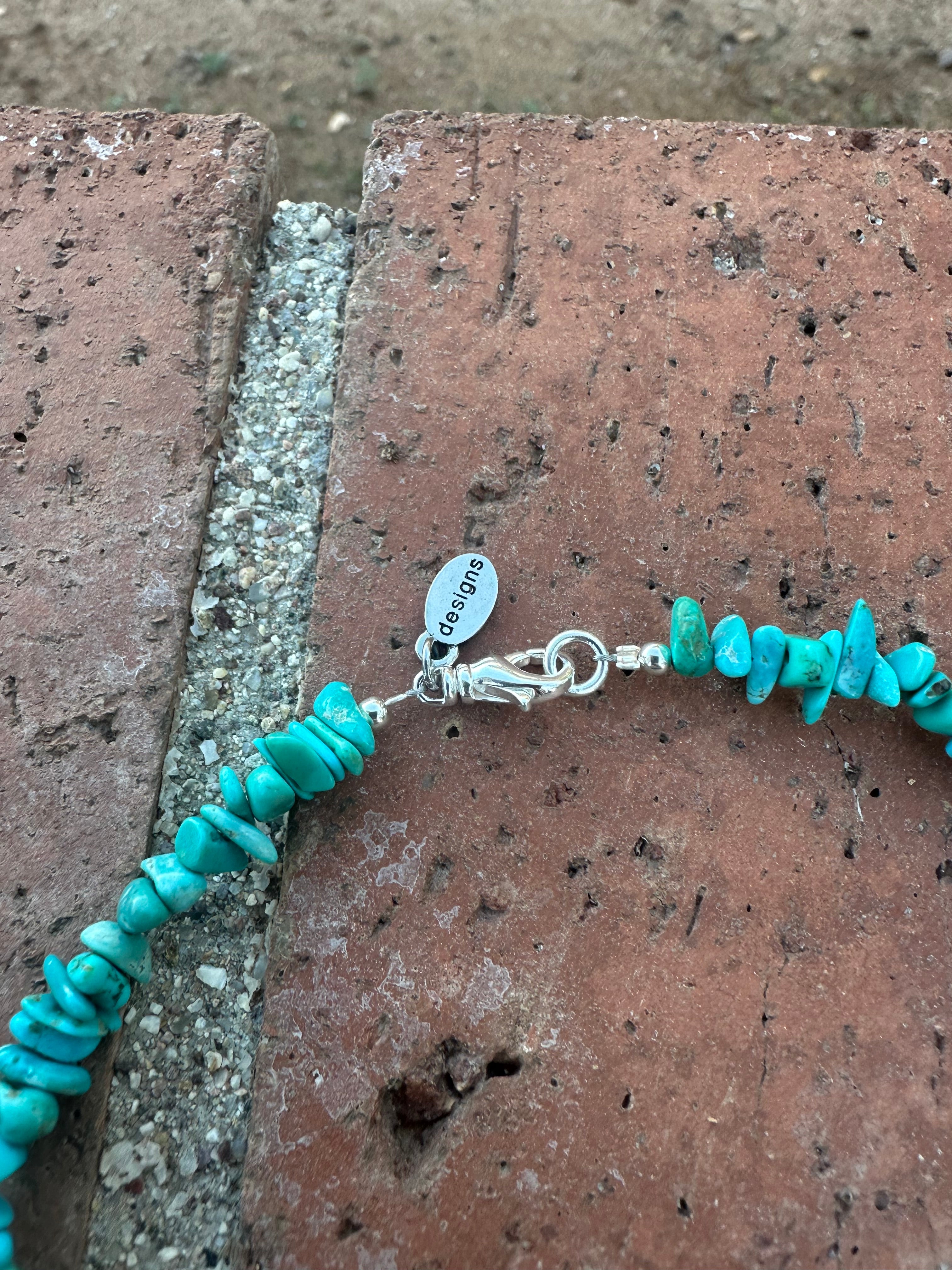 Paige Wallace Sterling Silver & Chip Turquoise Bow Necklace