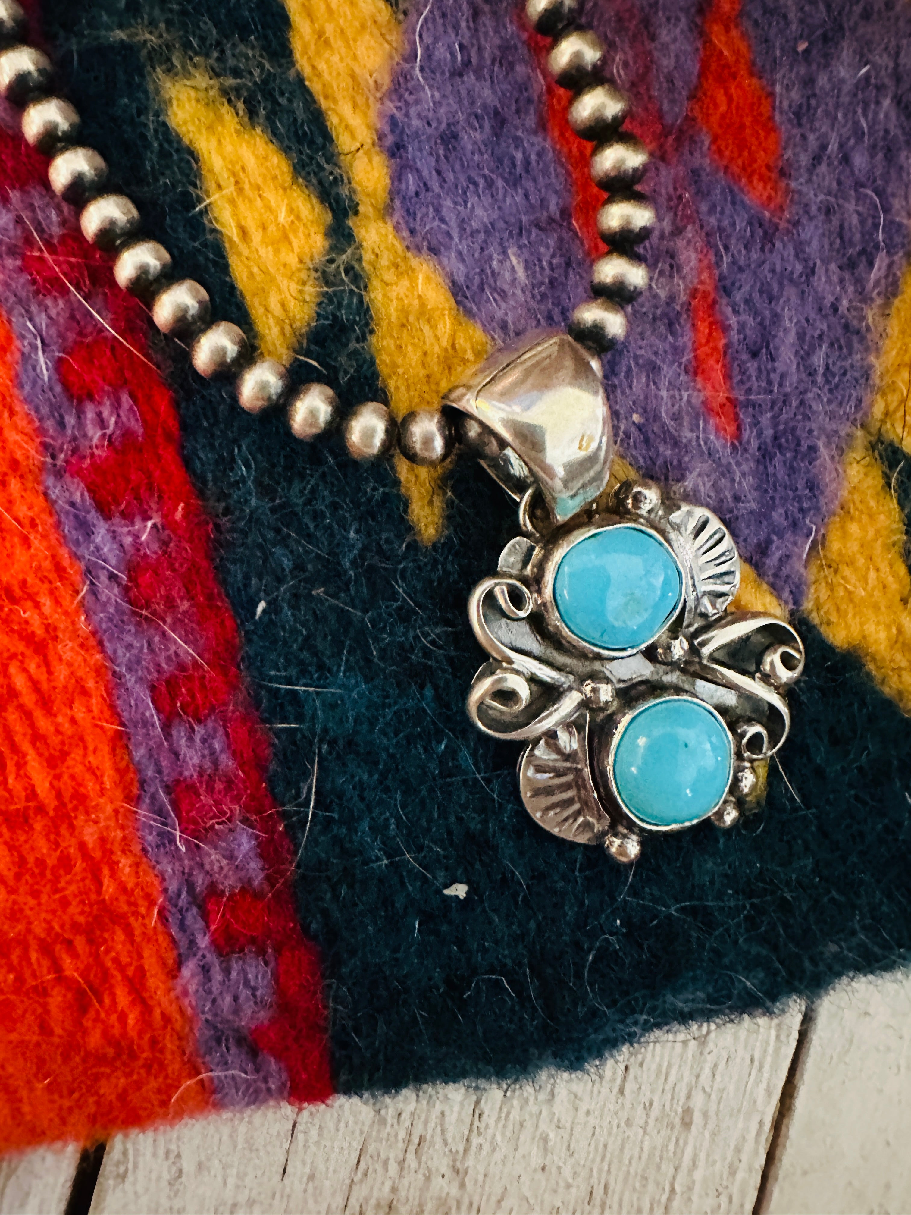 Navajo Kingman Turquoise & Sterling Silver Pendant