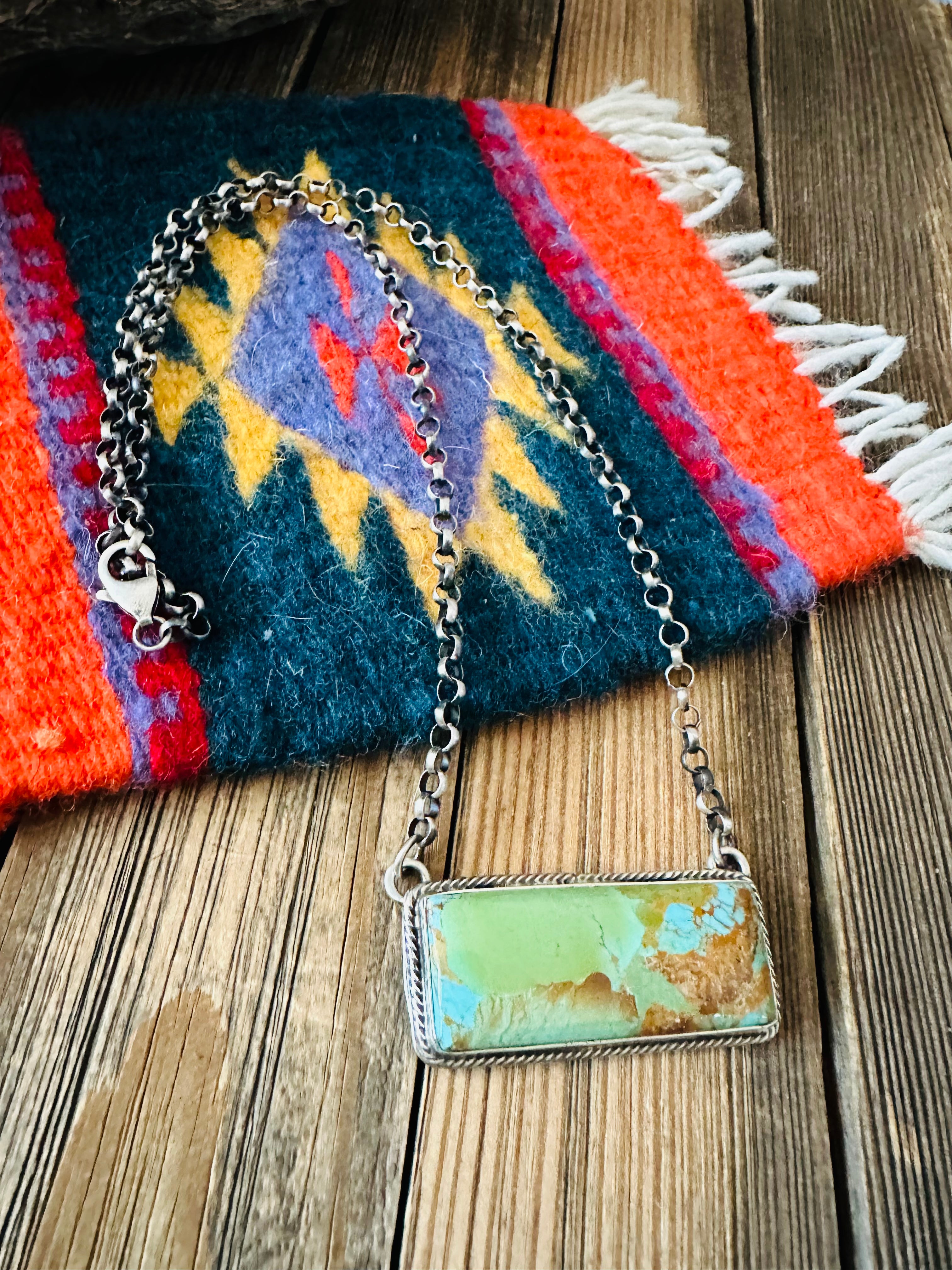 Navajo Sterling Silver & Royston Turquoise Necklace