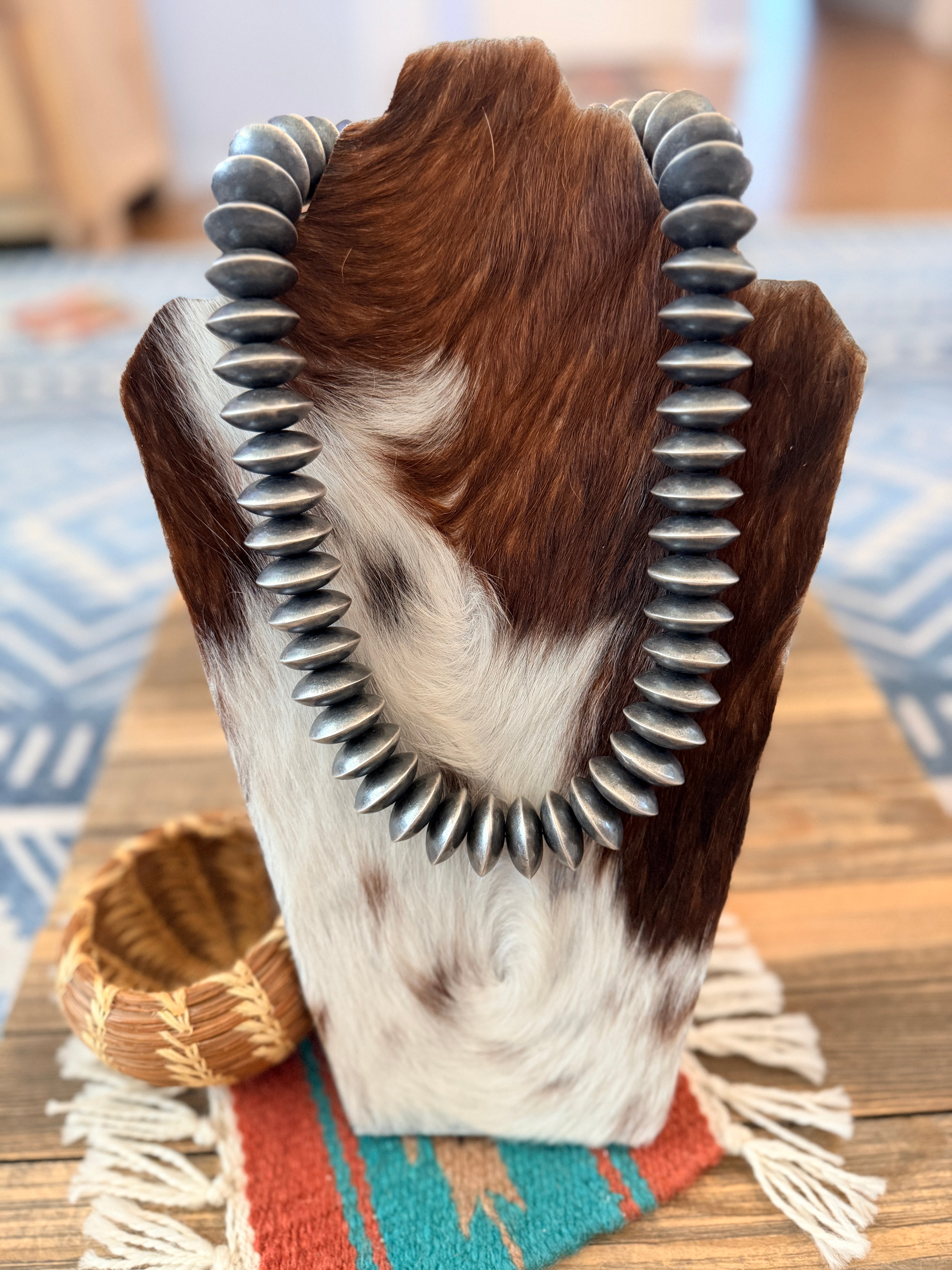 Handcrafted Sterling Silver Saucer Beaded 20” Necklace