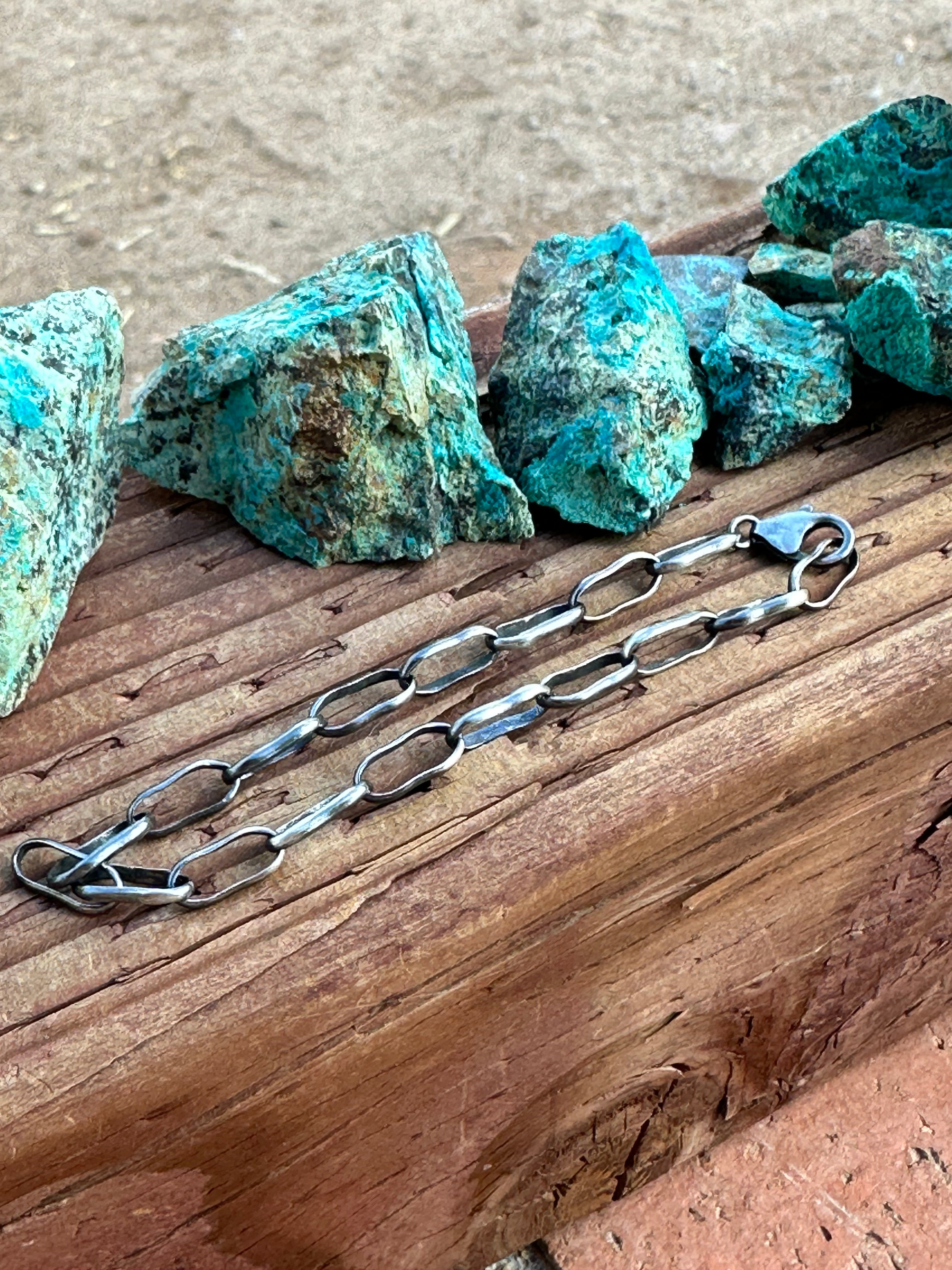 Navajo Made Sterling Silver Paper Clip Chain Bracelet