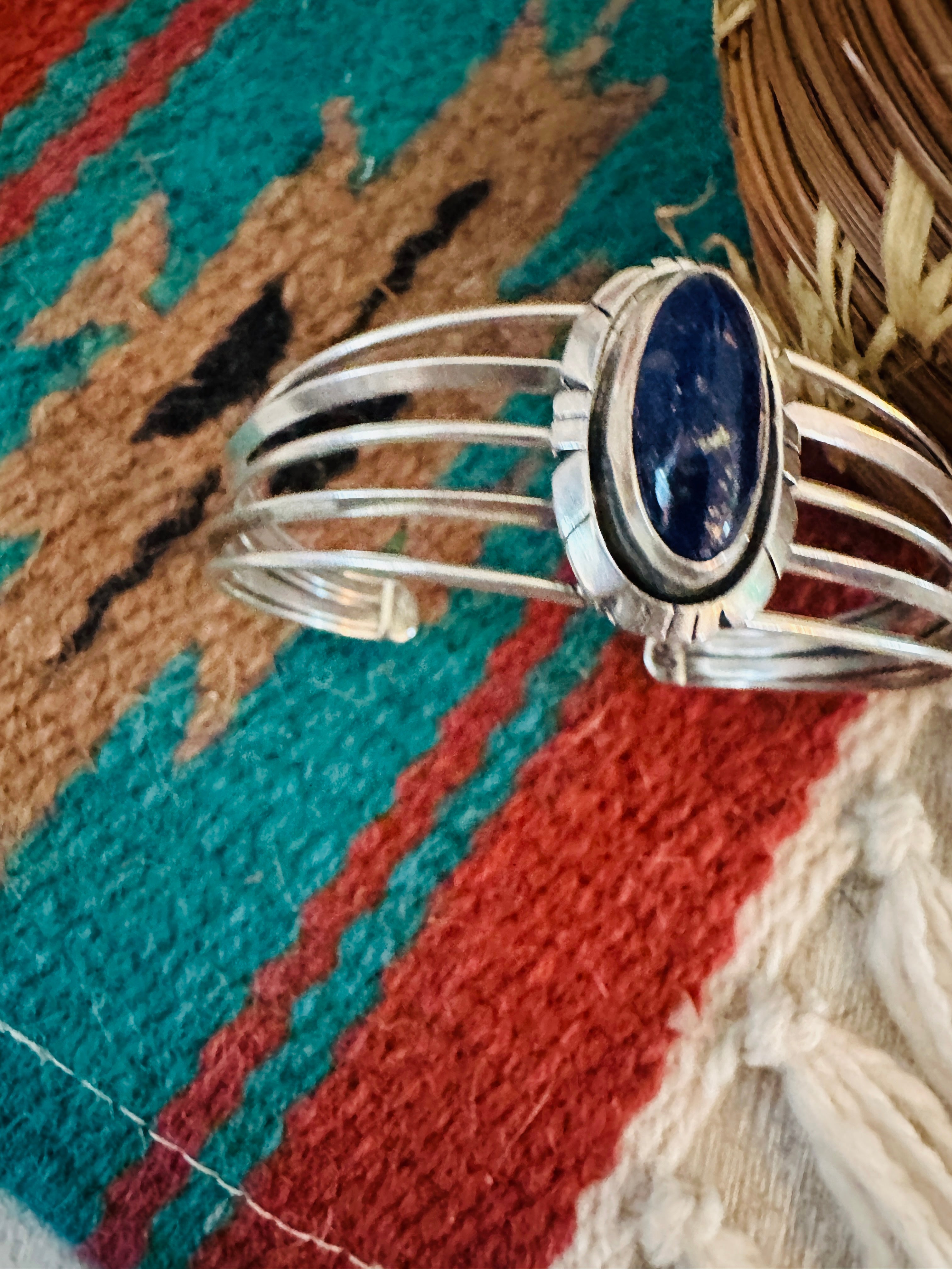 Navajo Sterling Silver & Lapis Cuff Bracelet