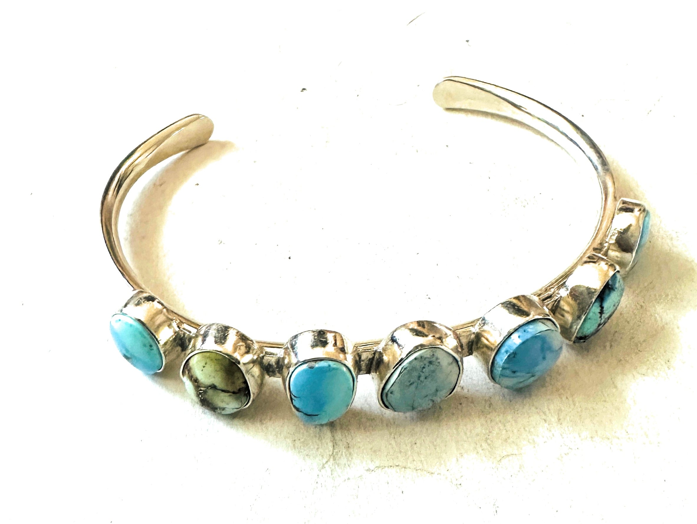 Navajo Sterling Silver & Golden Hills Turquoise Cuff Bracelet