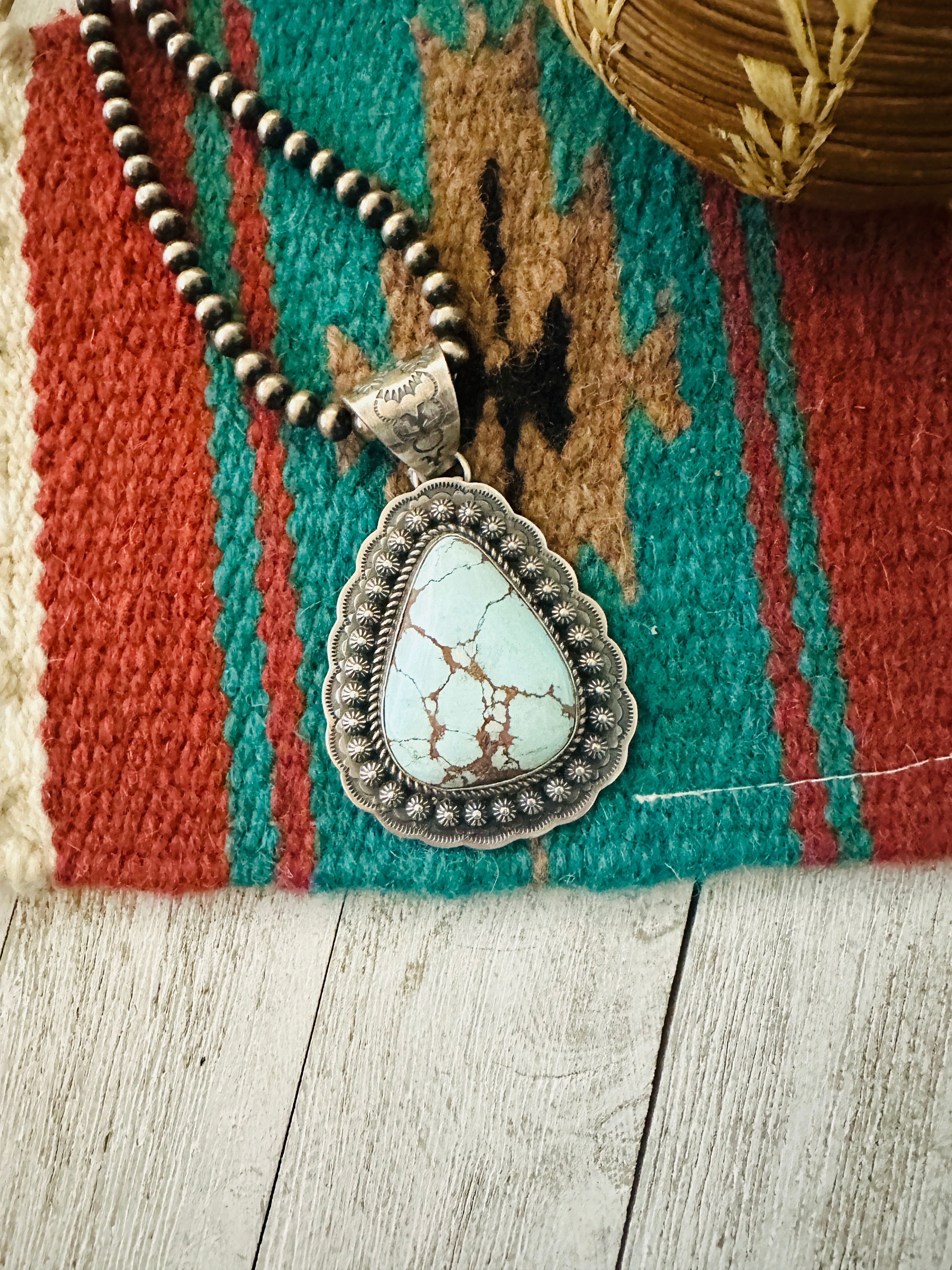 Navajo Sterling Silver & Golden Hills Turquoise Pendant