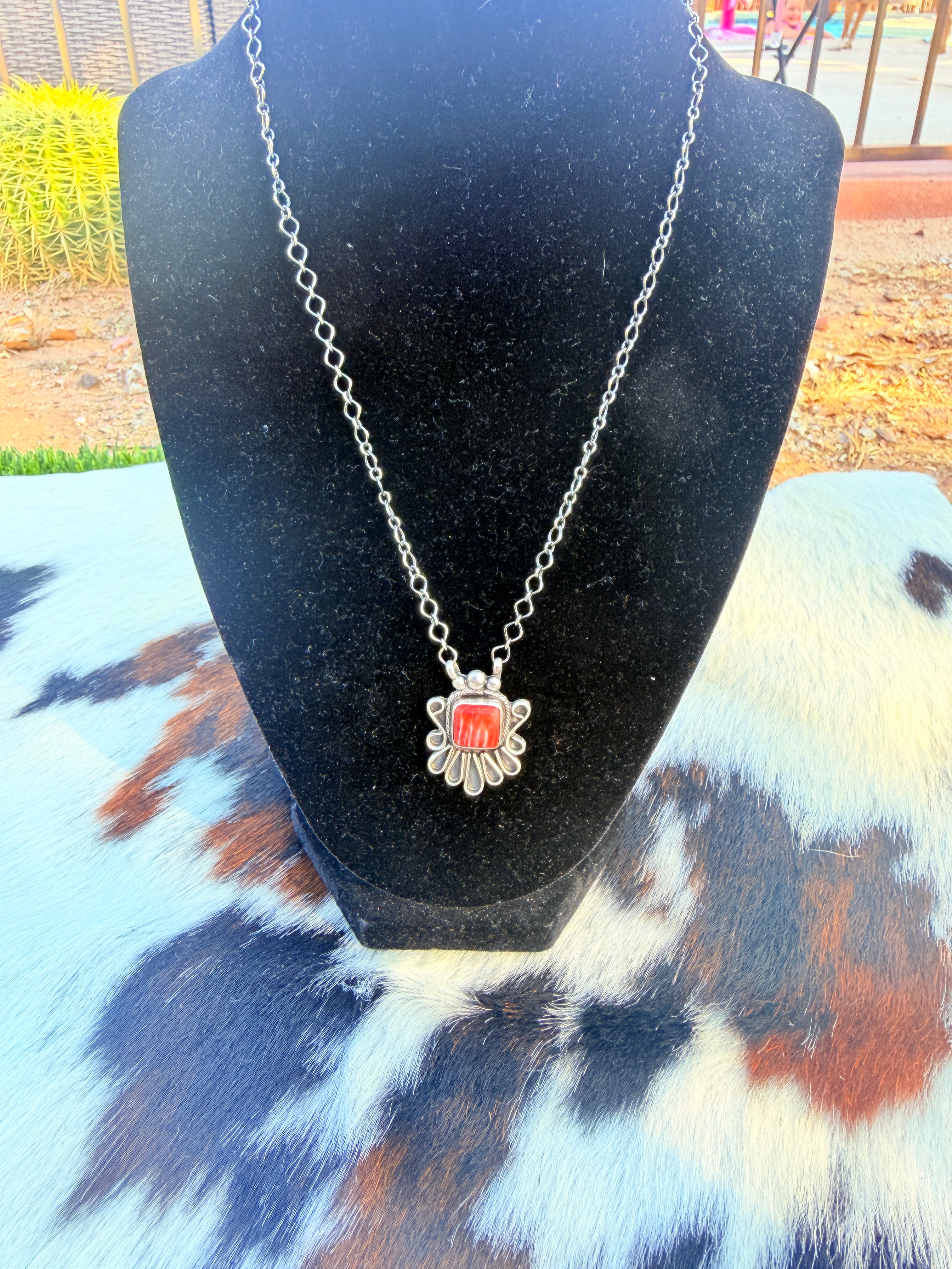 Handcrafted Spiny Oyster & Sterling Silver Necklace