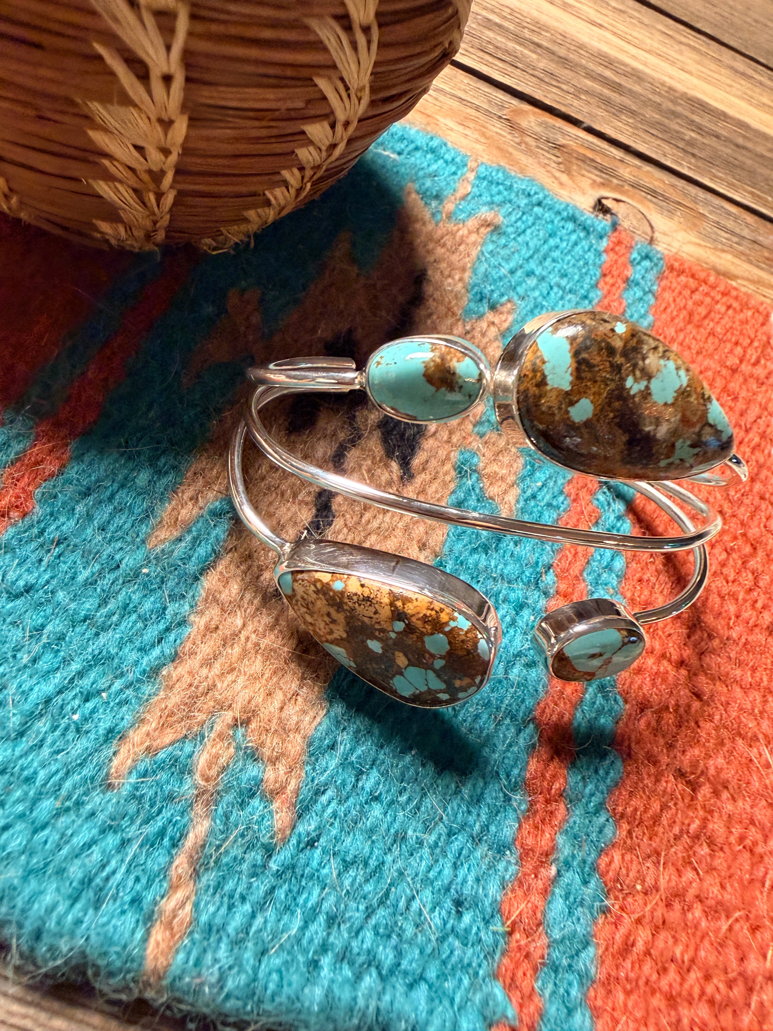 Handcrafted Royston Turquoise & Sterling Silver Cuff Bracelet by Virginia Sandoval