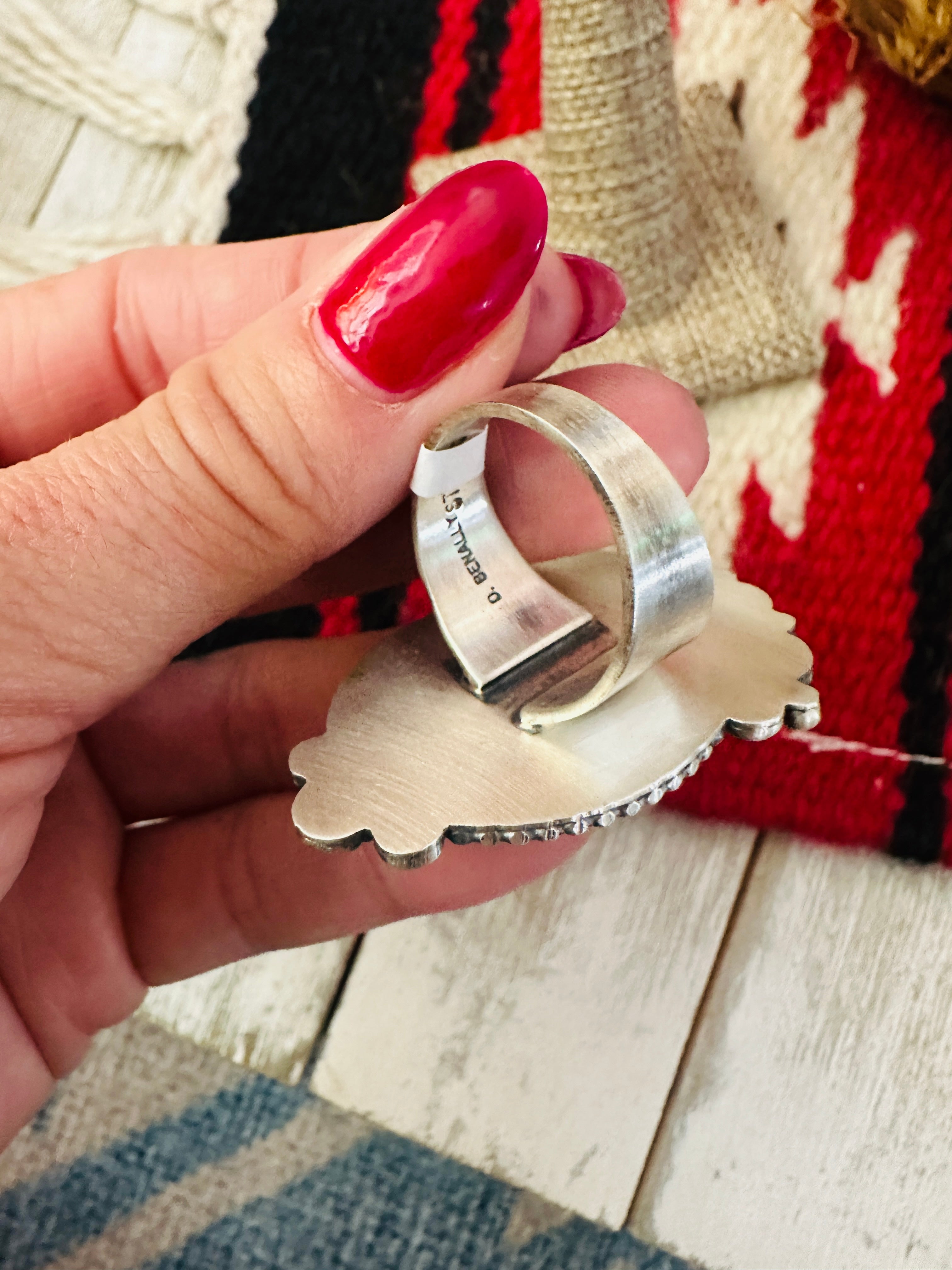 Handcrafted Ribbon Turquoise & Sterling Silver Ring Size 9.5 by Daniel Benally