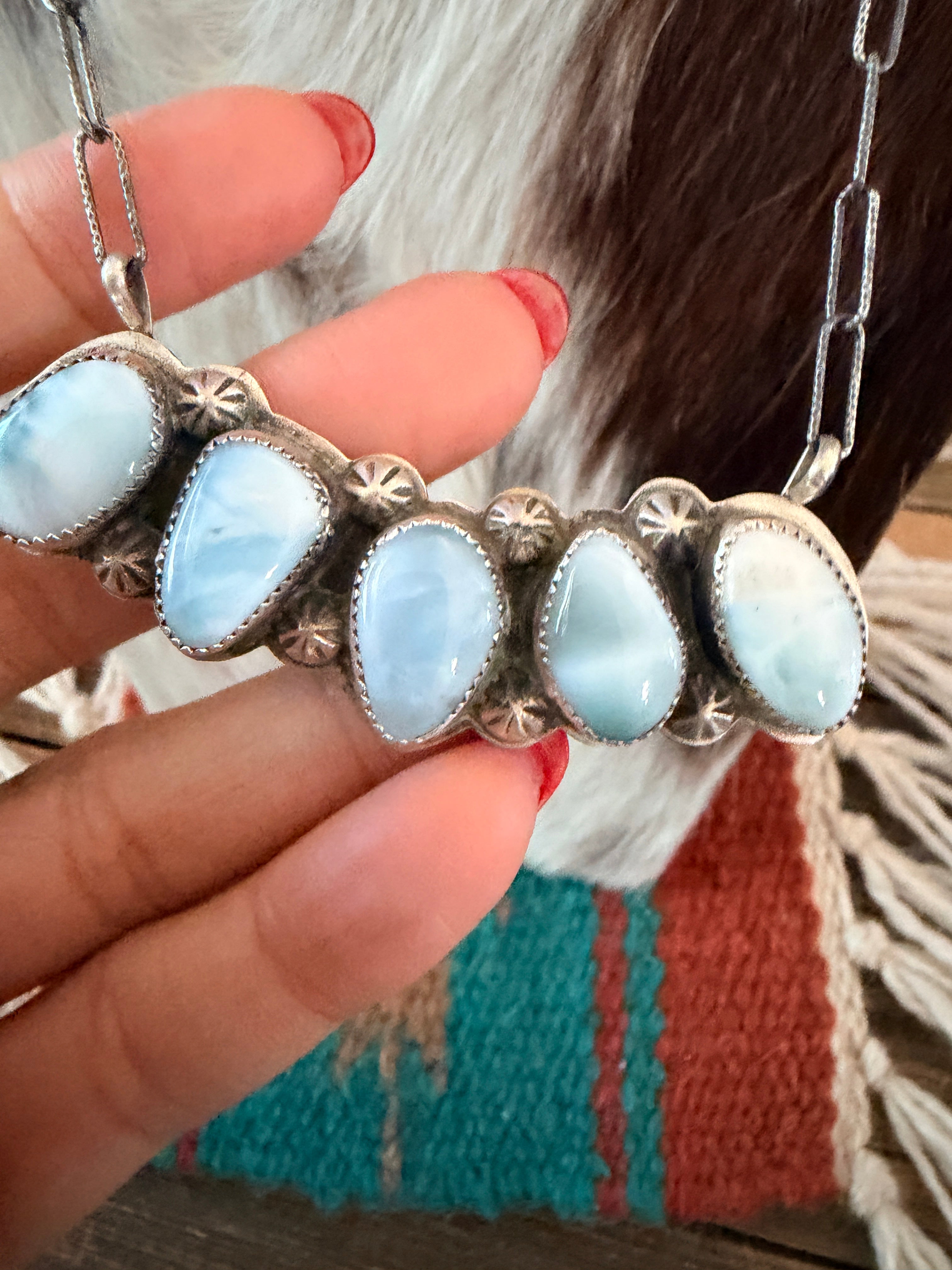 Handmade Sterling Silver and Larimar Necklace Necklace