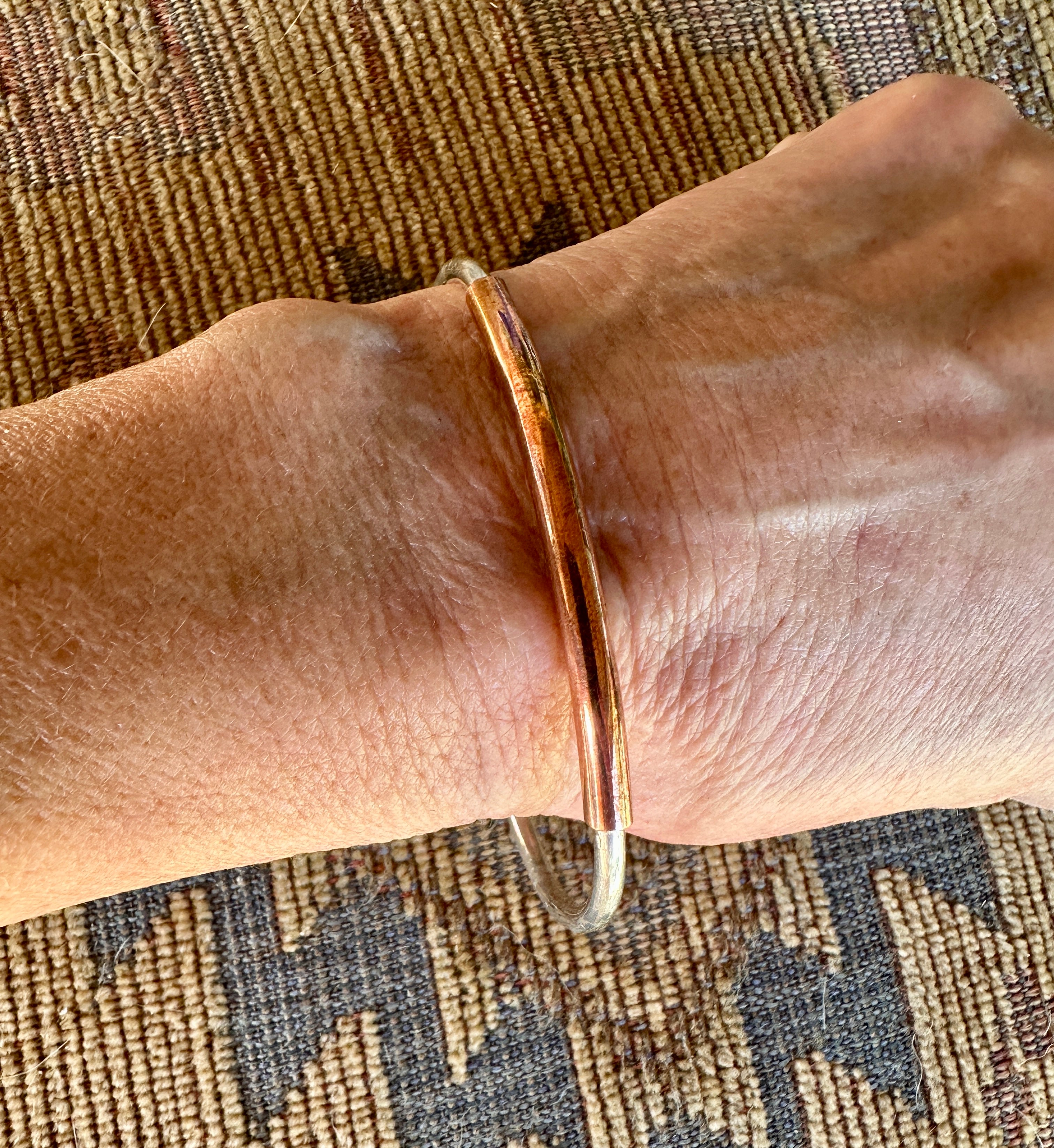 SIMPLE Sterling SILVER CUFF W/ COPPER FINISH