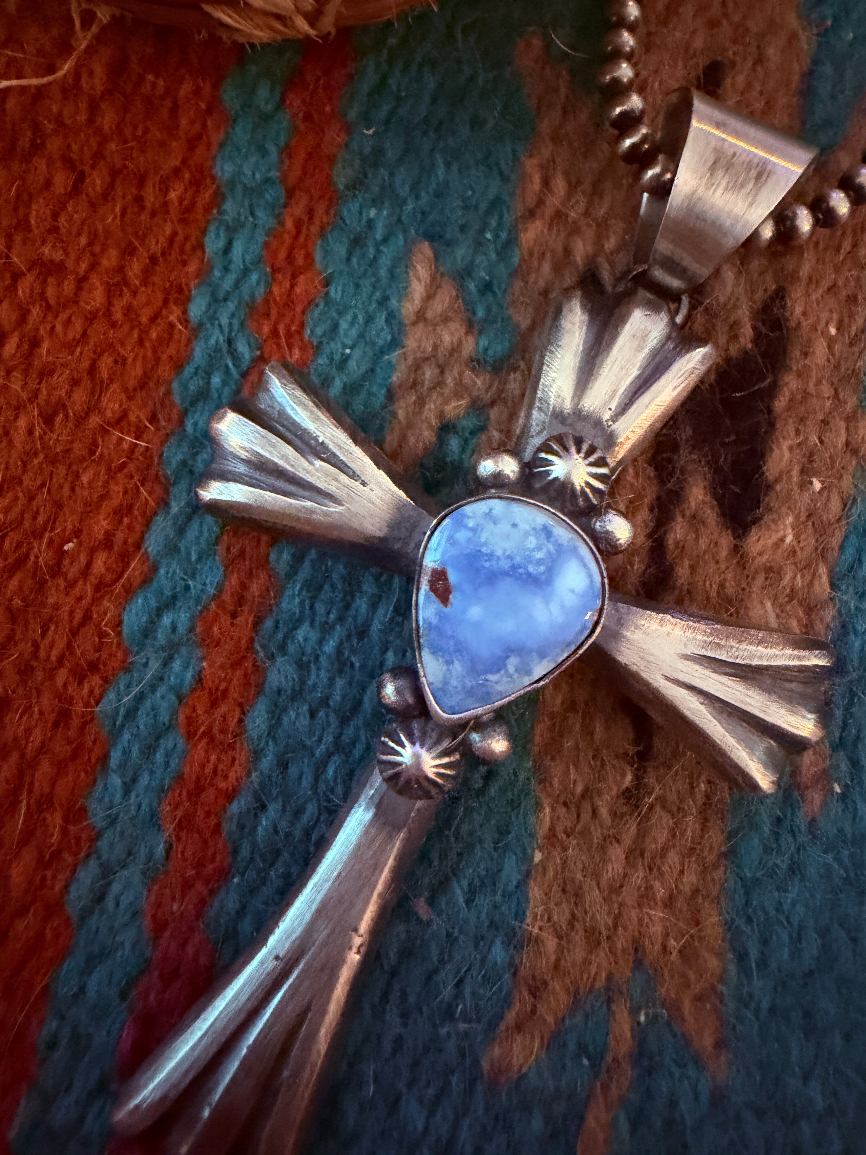 Handcrafted Golden Hills Turquoise & Sterling Silver Cross Pendant by Chimney Butte