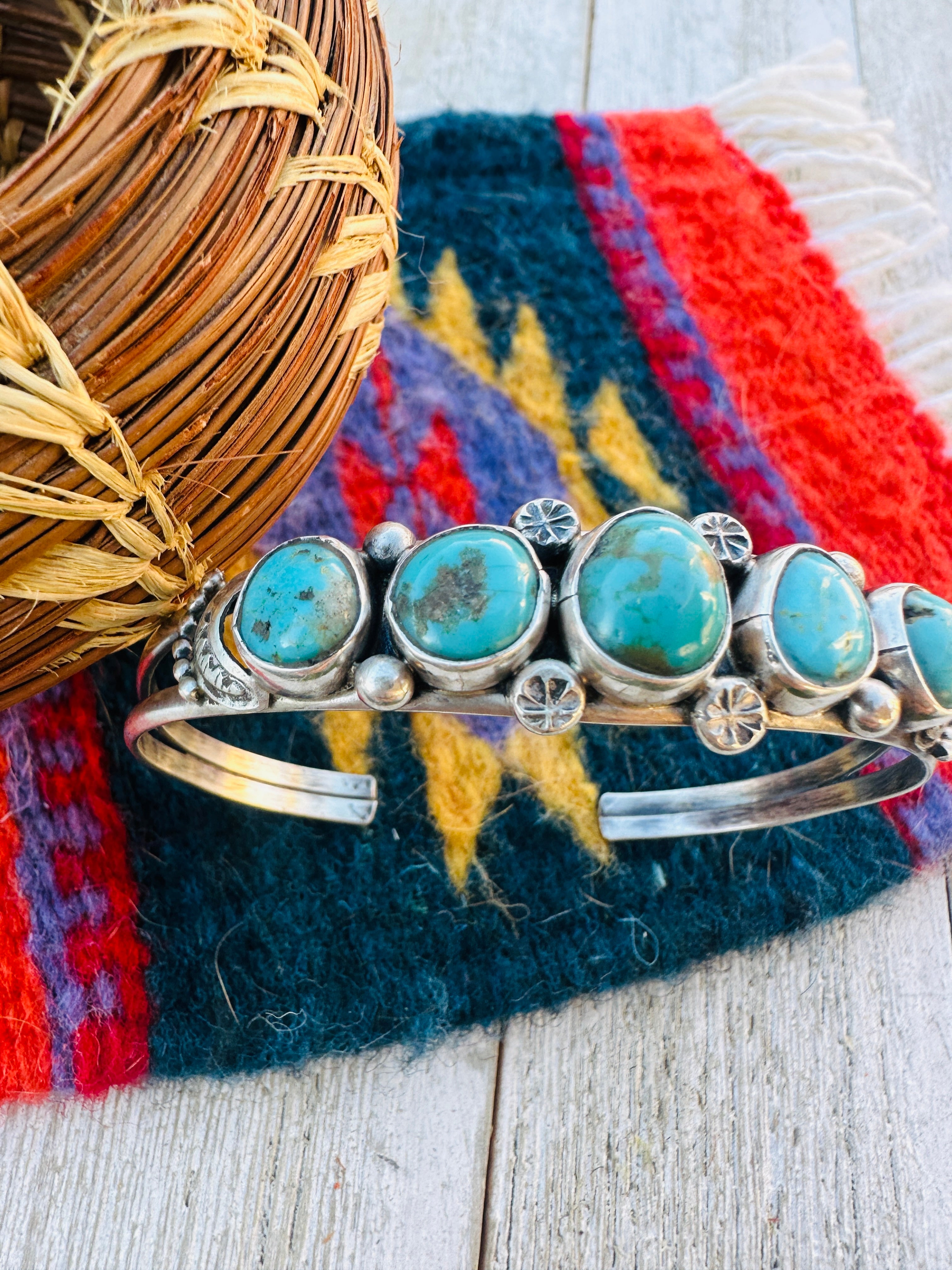 Handcrafted Turquoise & Sterling Silver Cuff Bracelet by Jacqueline Silver