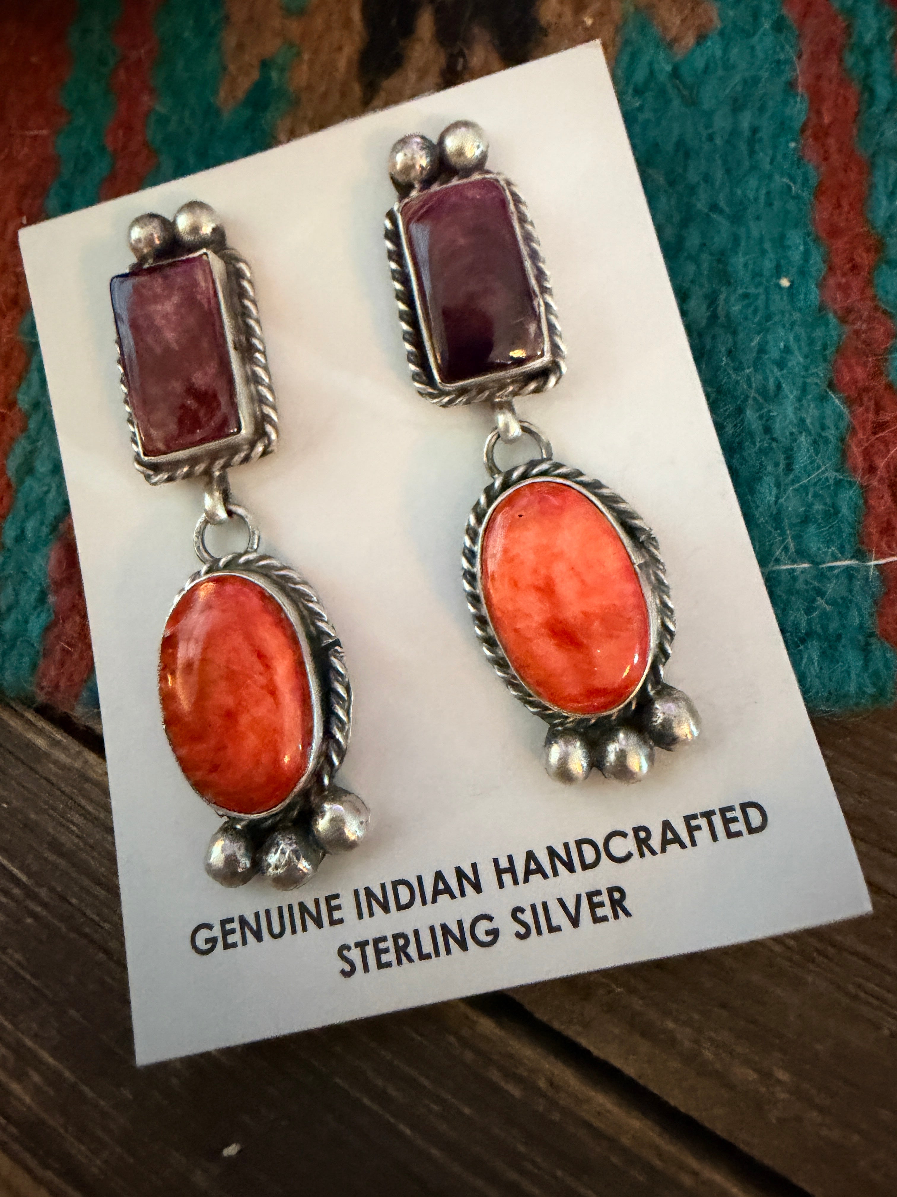 Handcrafted Spiny and Sterling Silver Dangle Earrings by Vicky Hicks