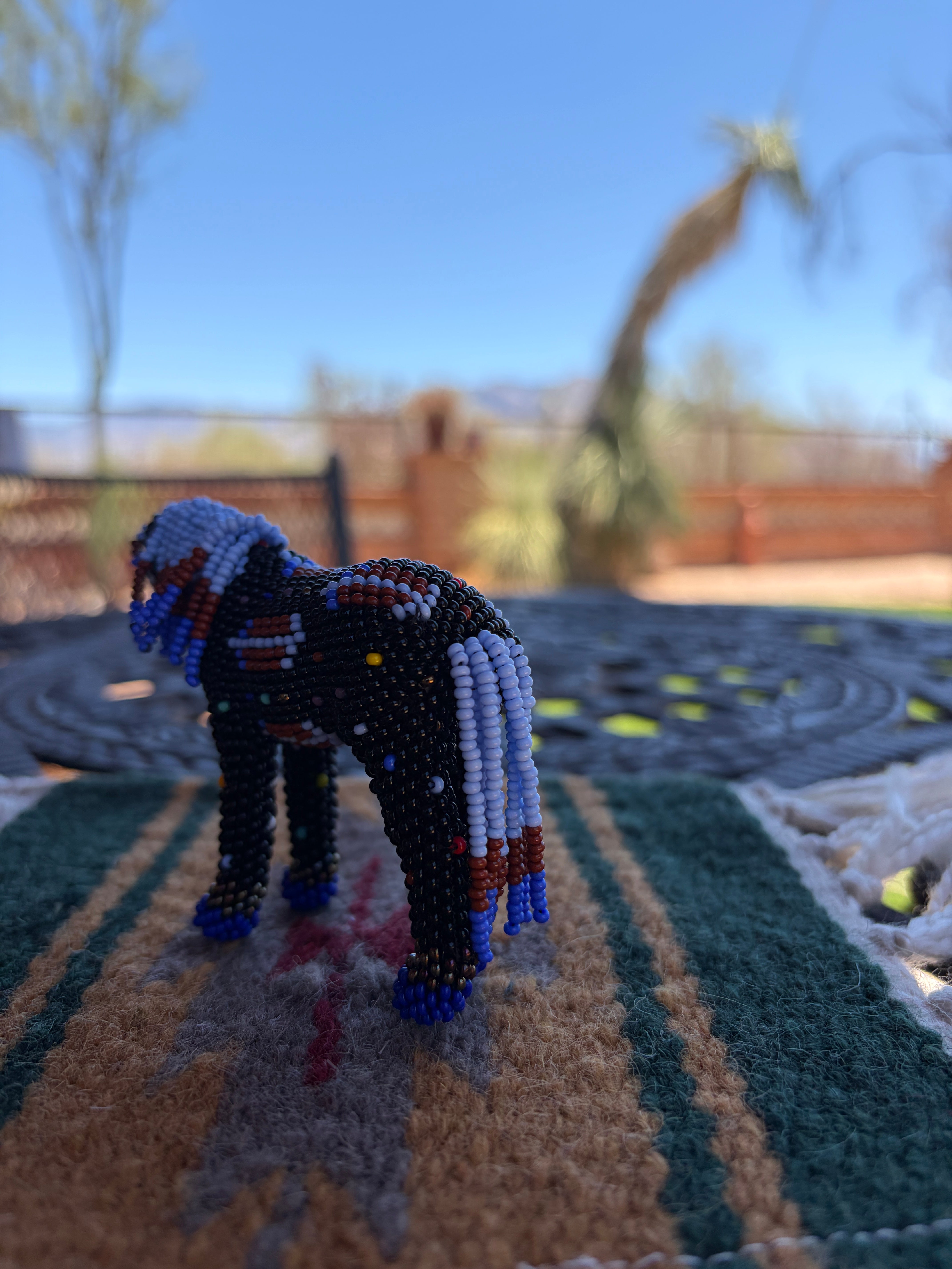 Handmade Peyote Stitched Horse Figurine- Black 14