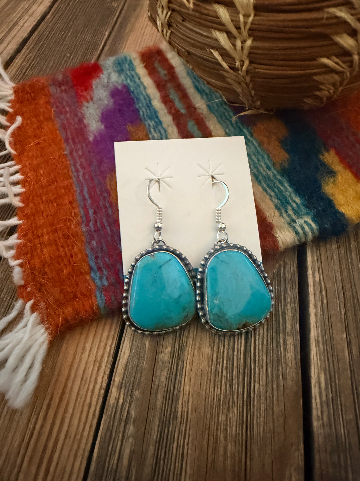 Handcrafted Turquoise & Sterling Silver Dangle Earrings