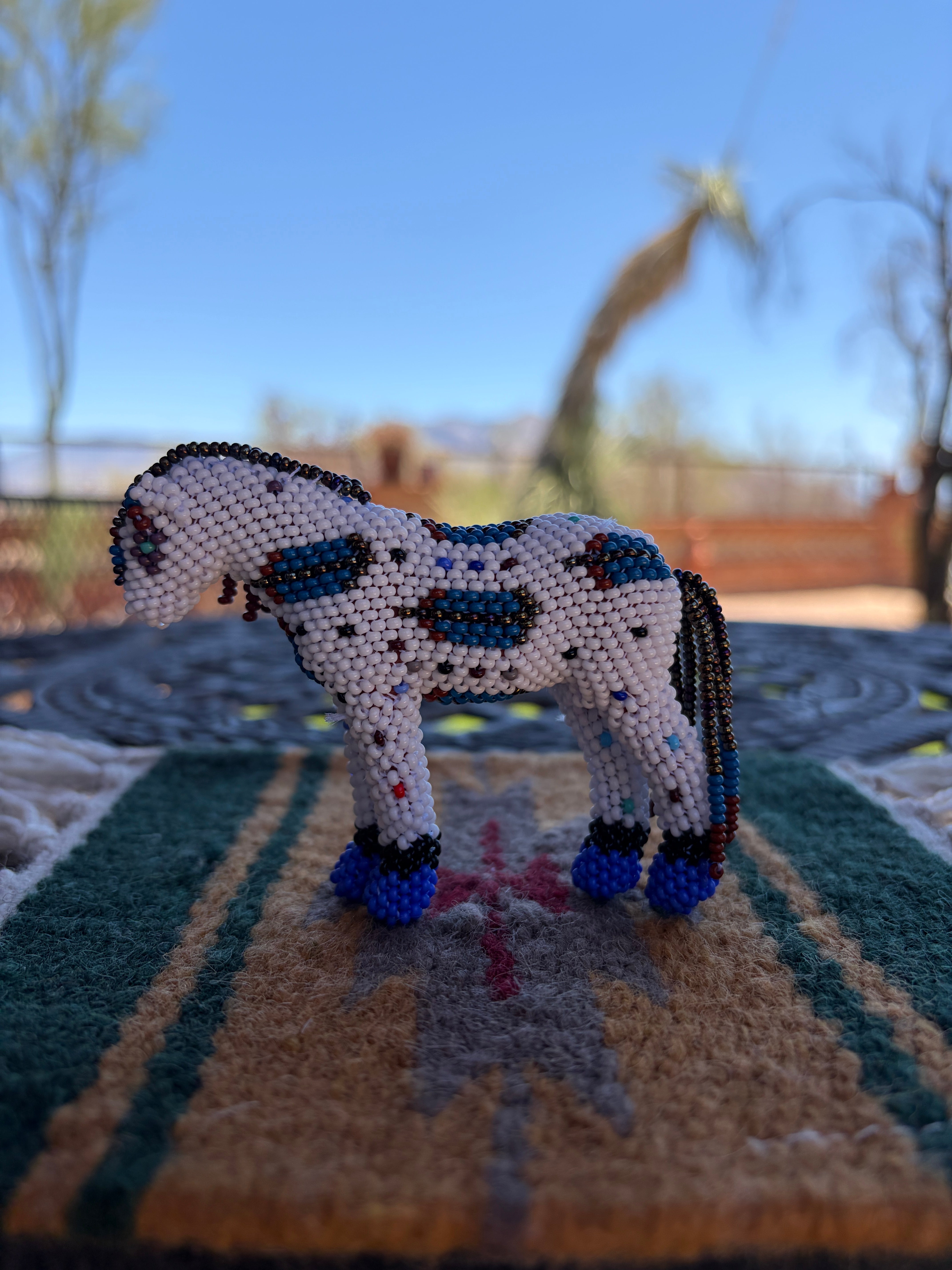 Handmade Peyote Stitched Horse Figurine- White 11