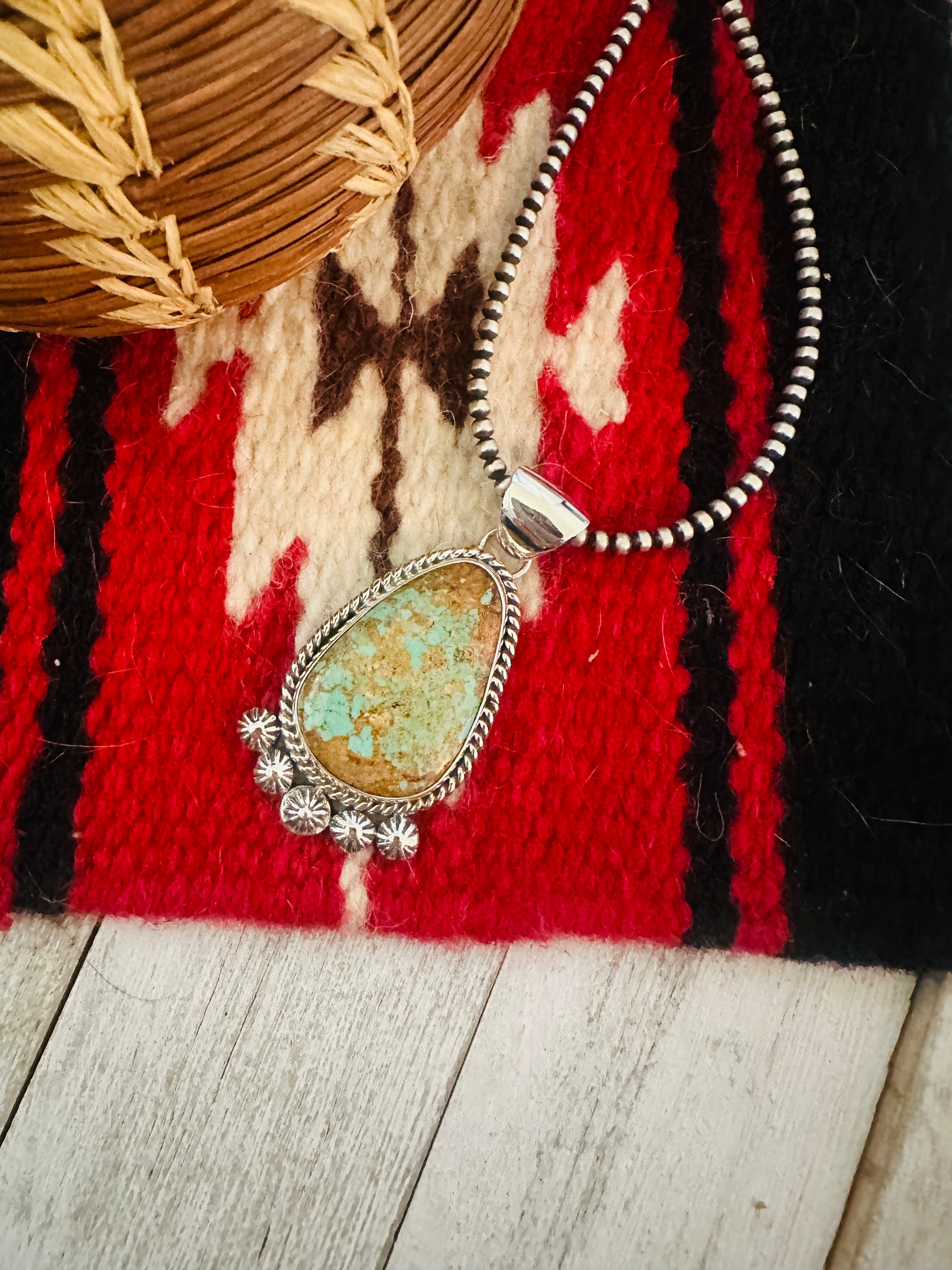 Navajo Number 8 Turquoise & Sterling Silver Pendant