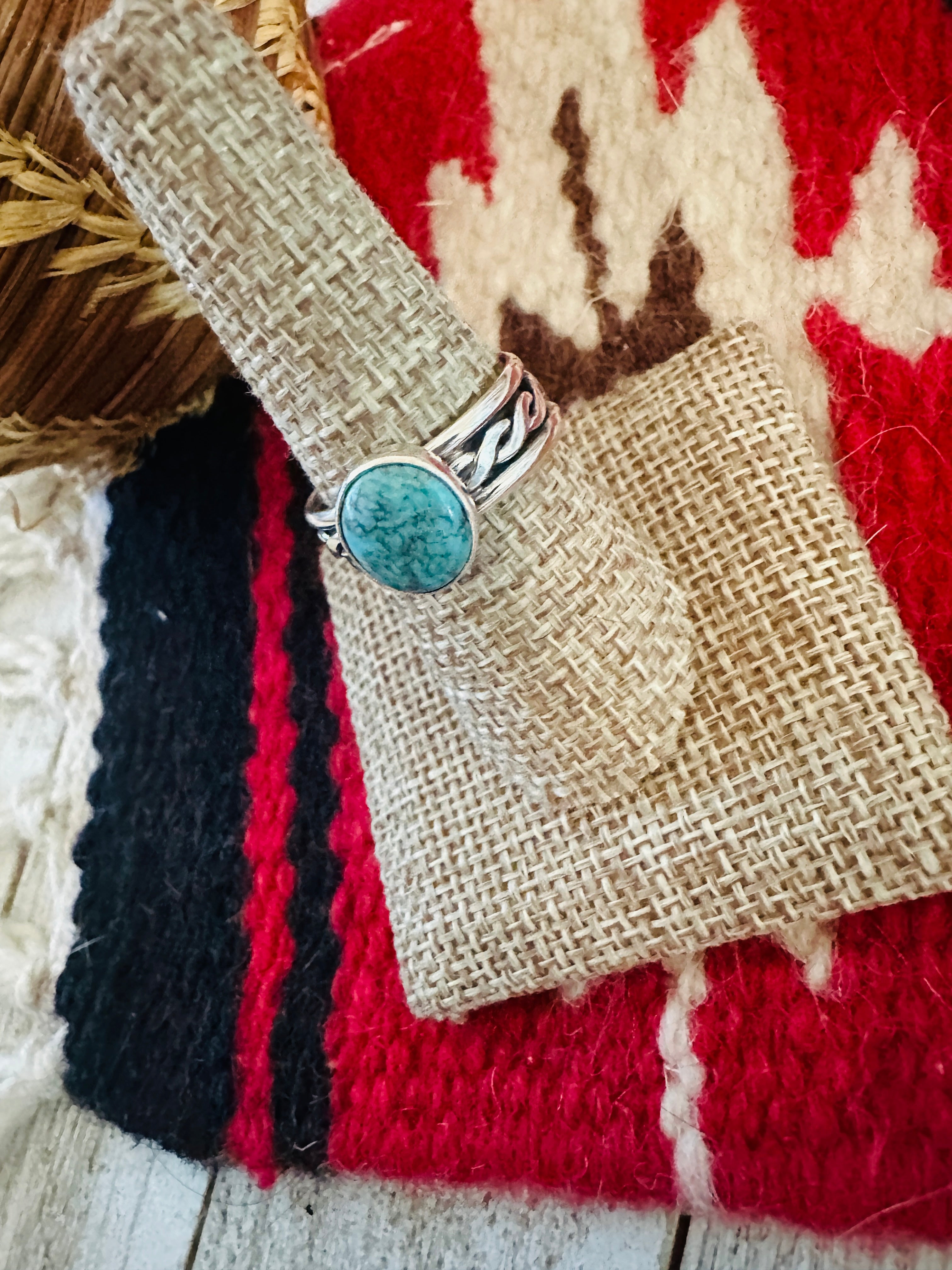 Navajo Turquoise & Sterling Silver Ring Size 9.25