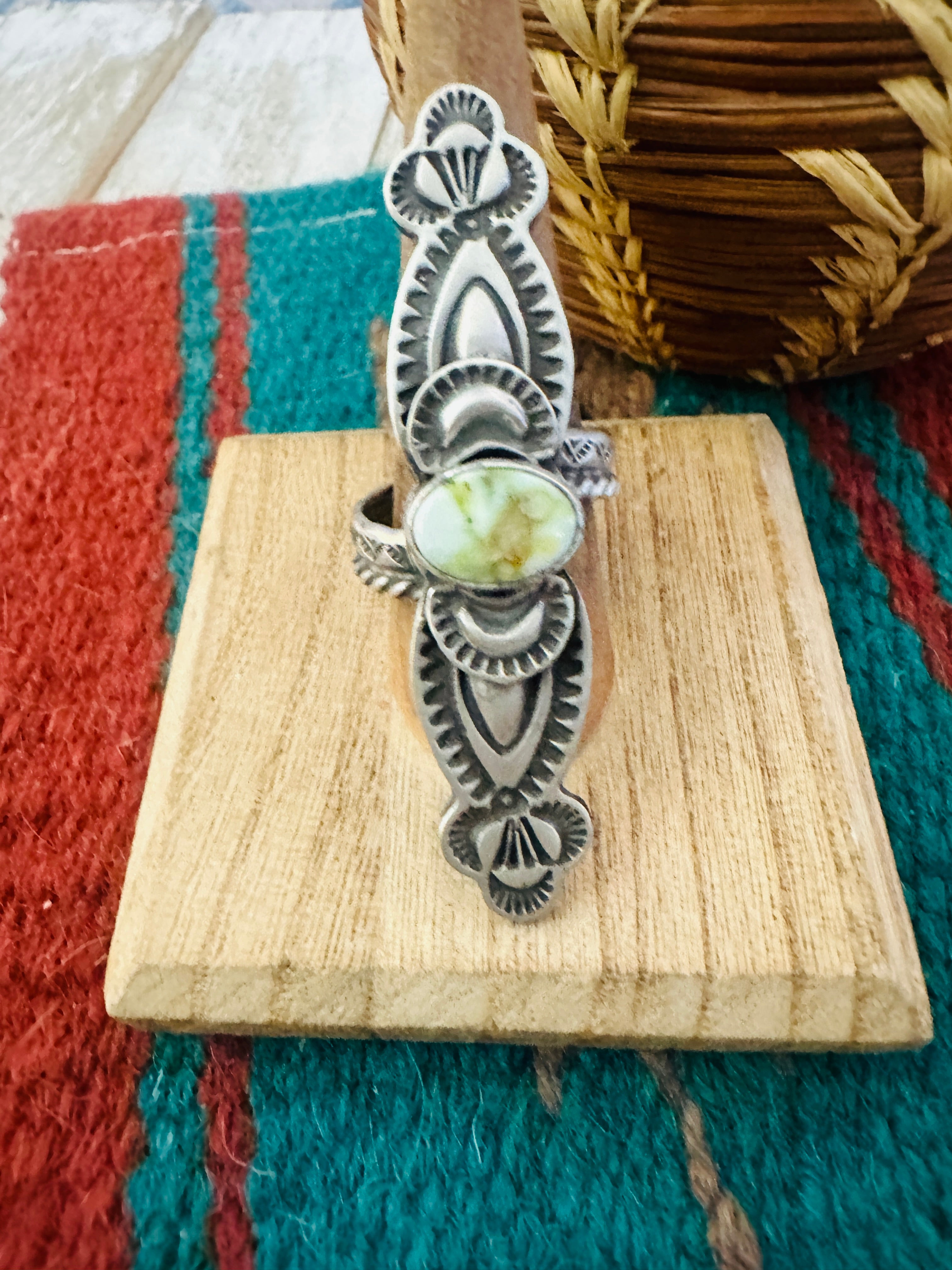 Navajo Sterling Silver & Palomino Turquoise Adjustable Ring