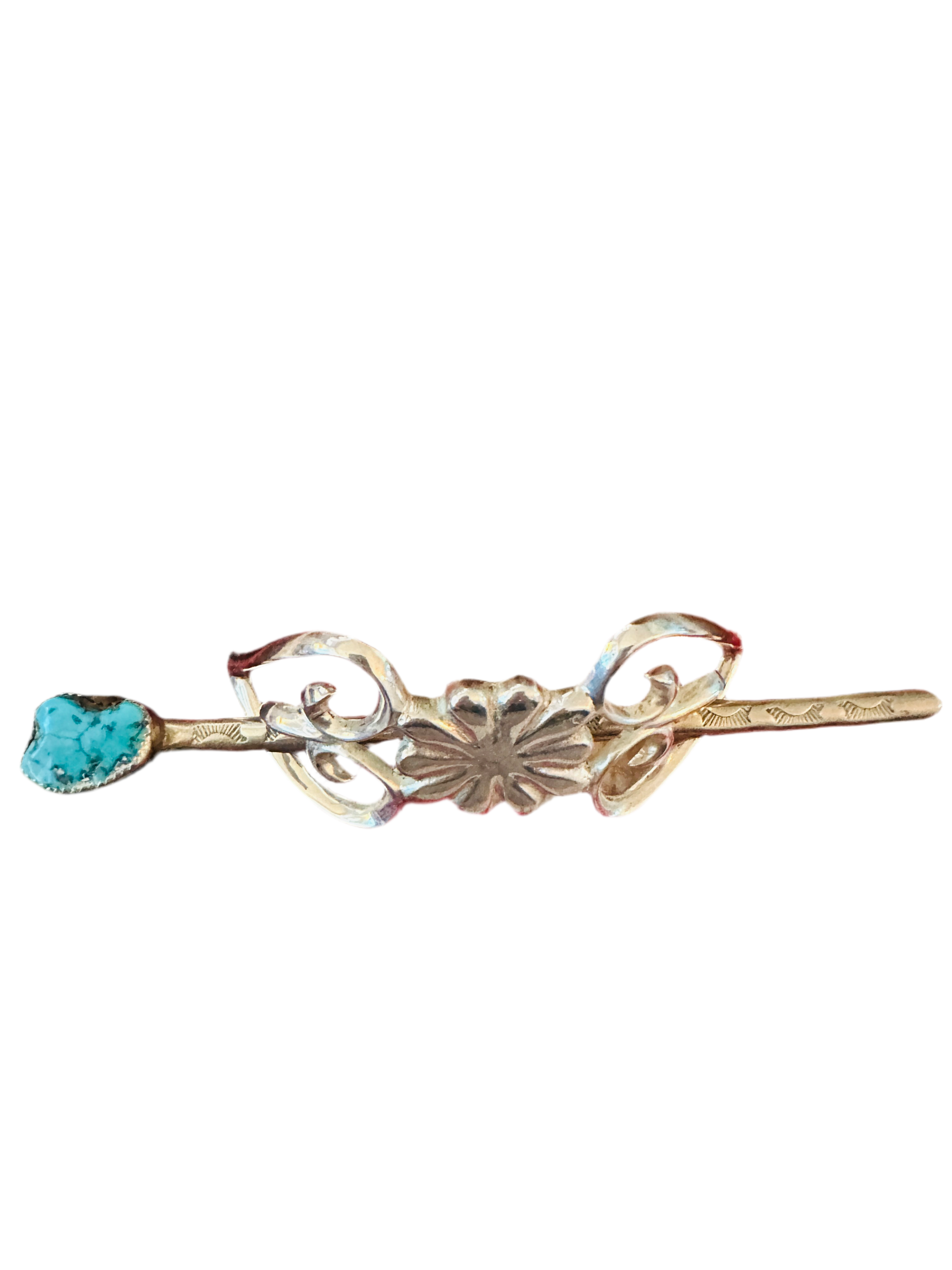 Old Pawn Turquoise & Sterling Silver Hair Pin