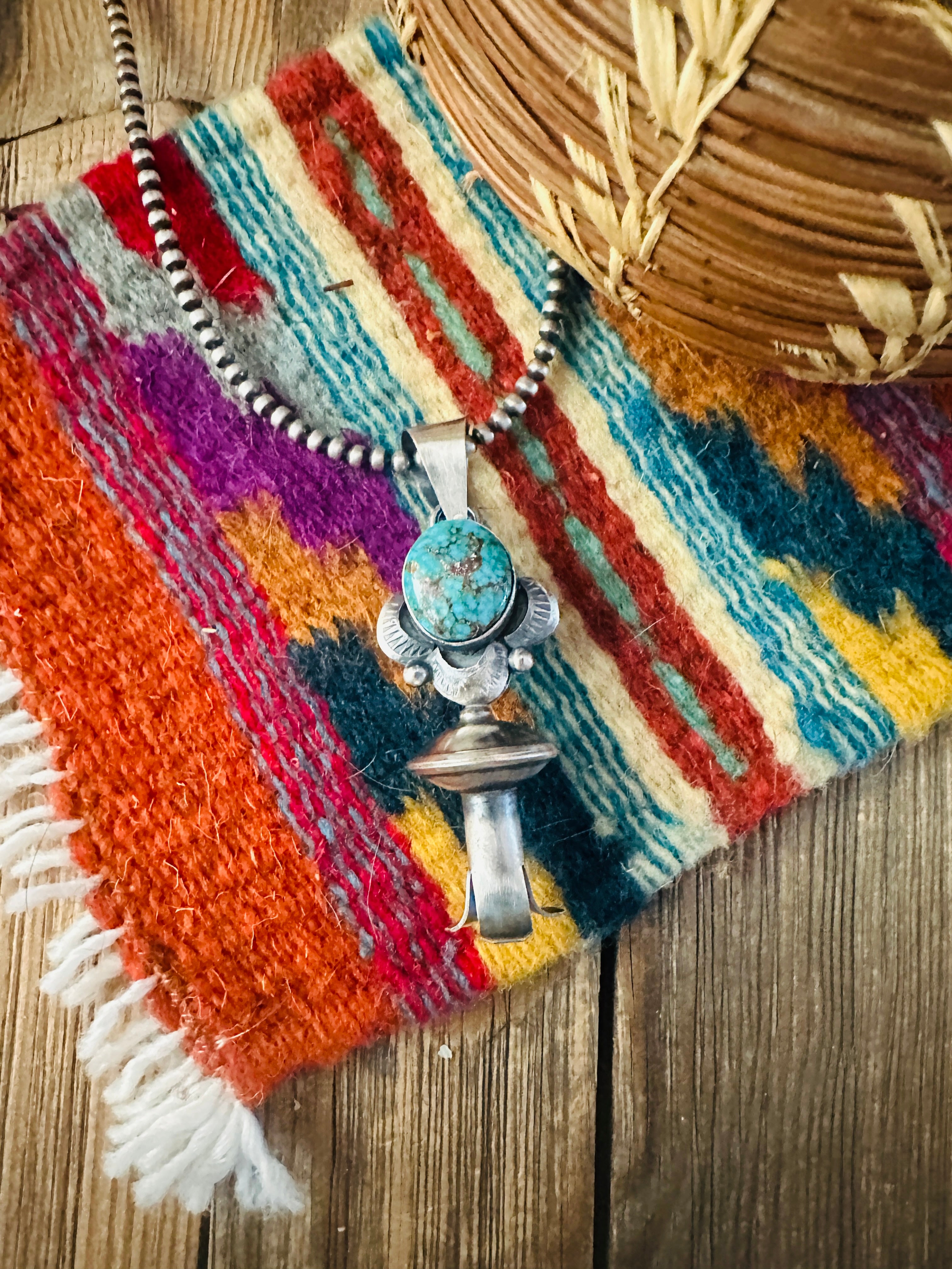 Handcrafted Sterling Silver & Turquoise Blossom Pendant