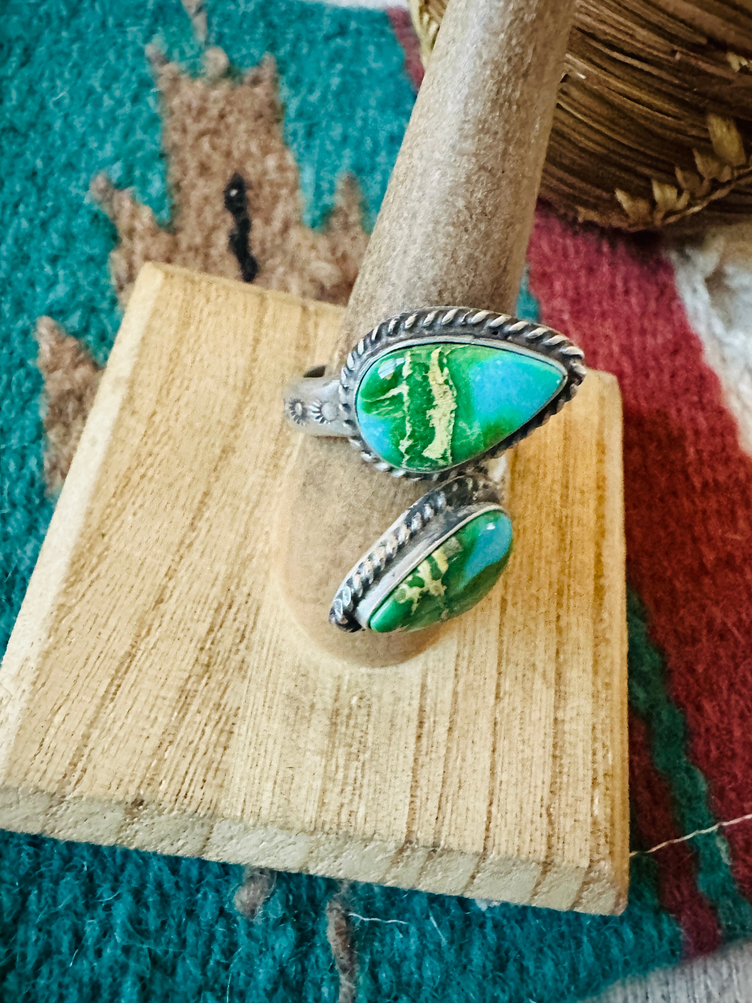 Navajo Sterling Silver & Sonoran Gold Turquoise Adjustable Ring