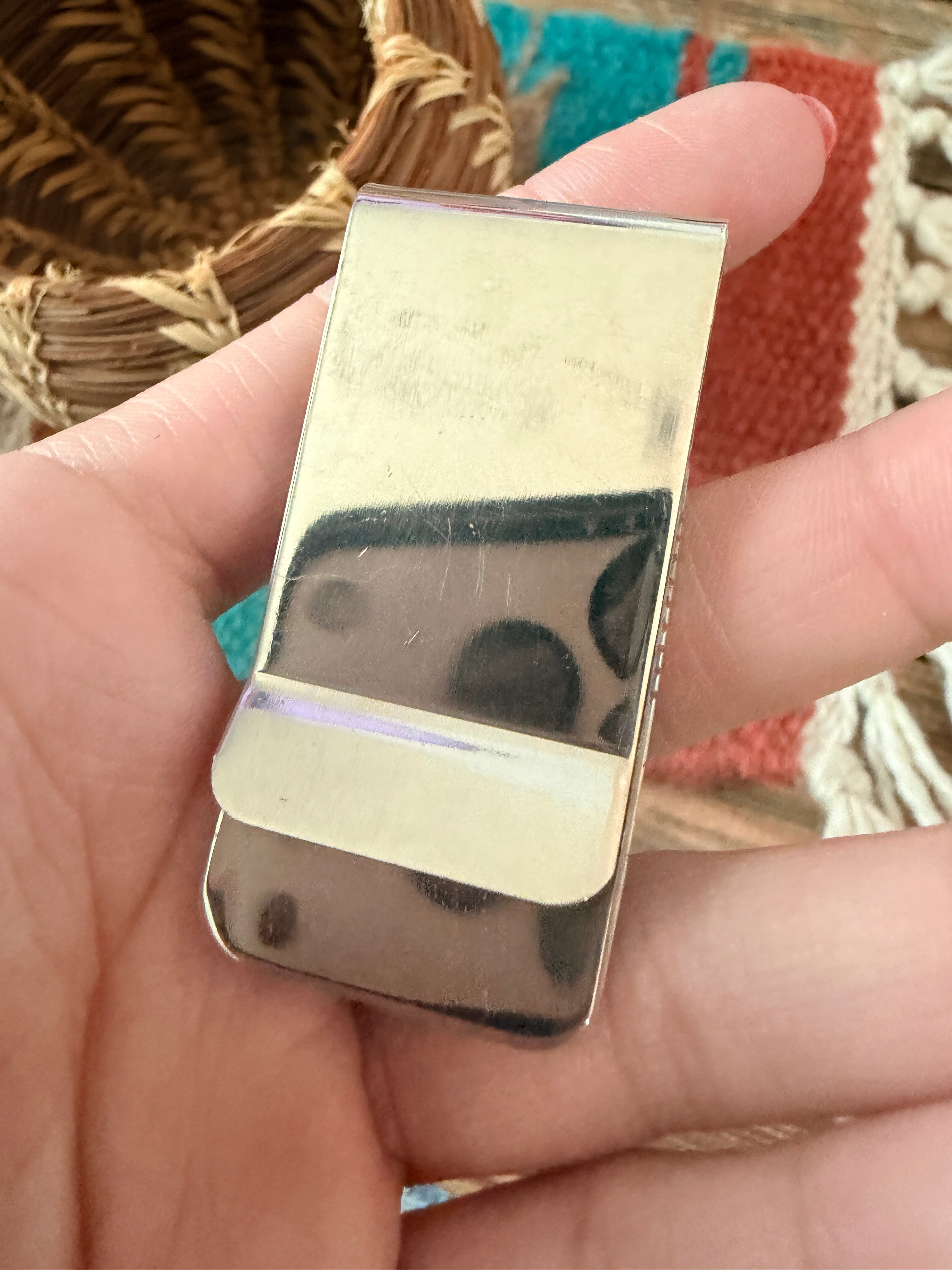 Handcrafted Turquoise & Sterling Silver Inlay Money Clip