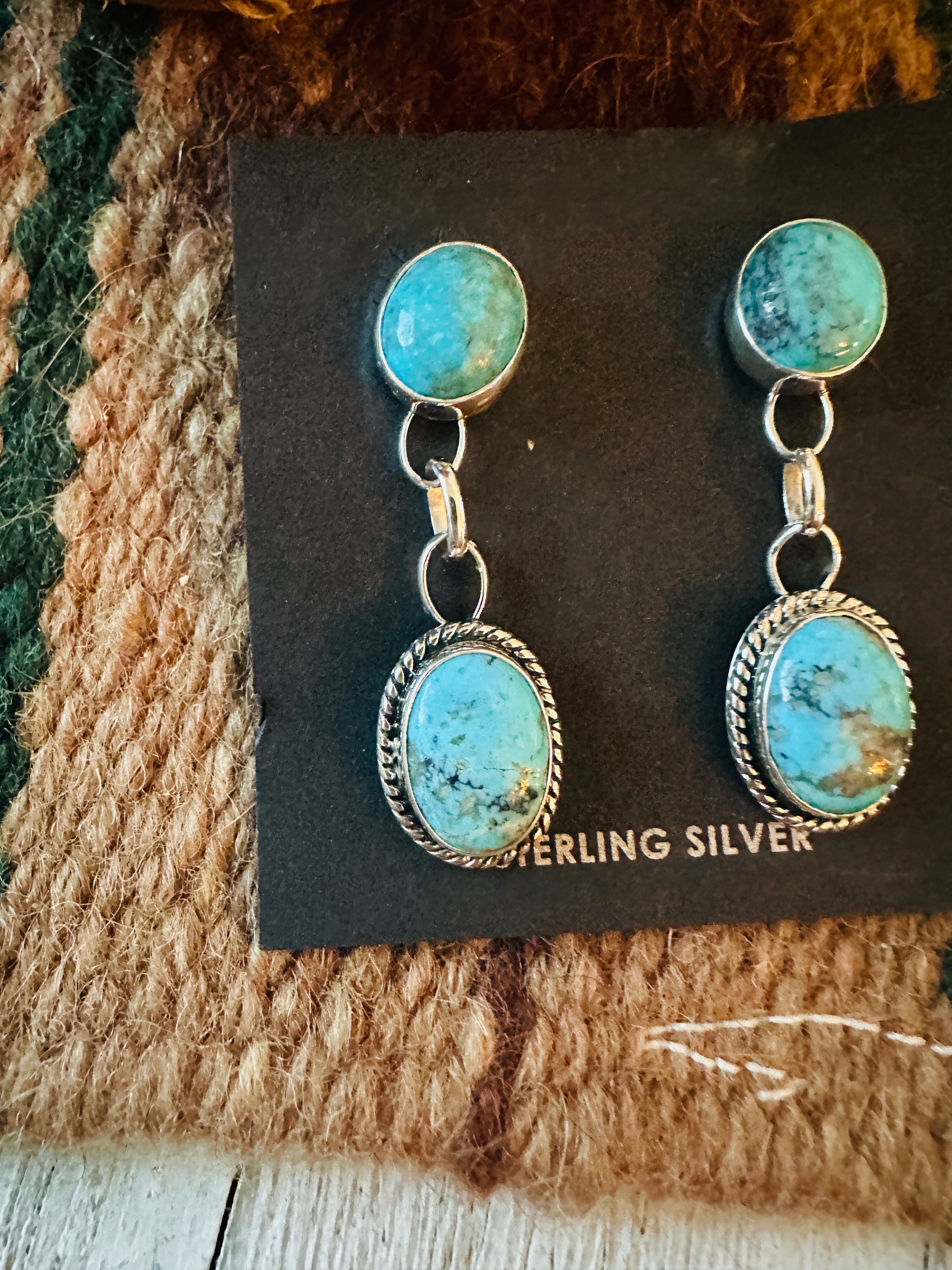 Navajo Turquoise & Sterling Silver Dangle Earrings