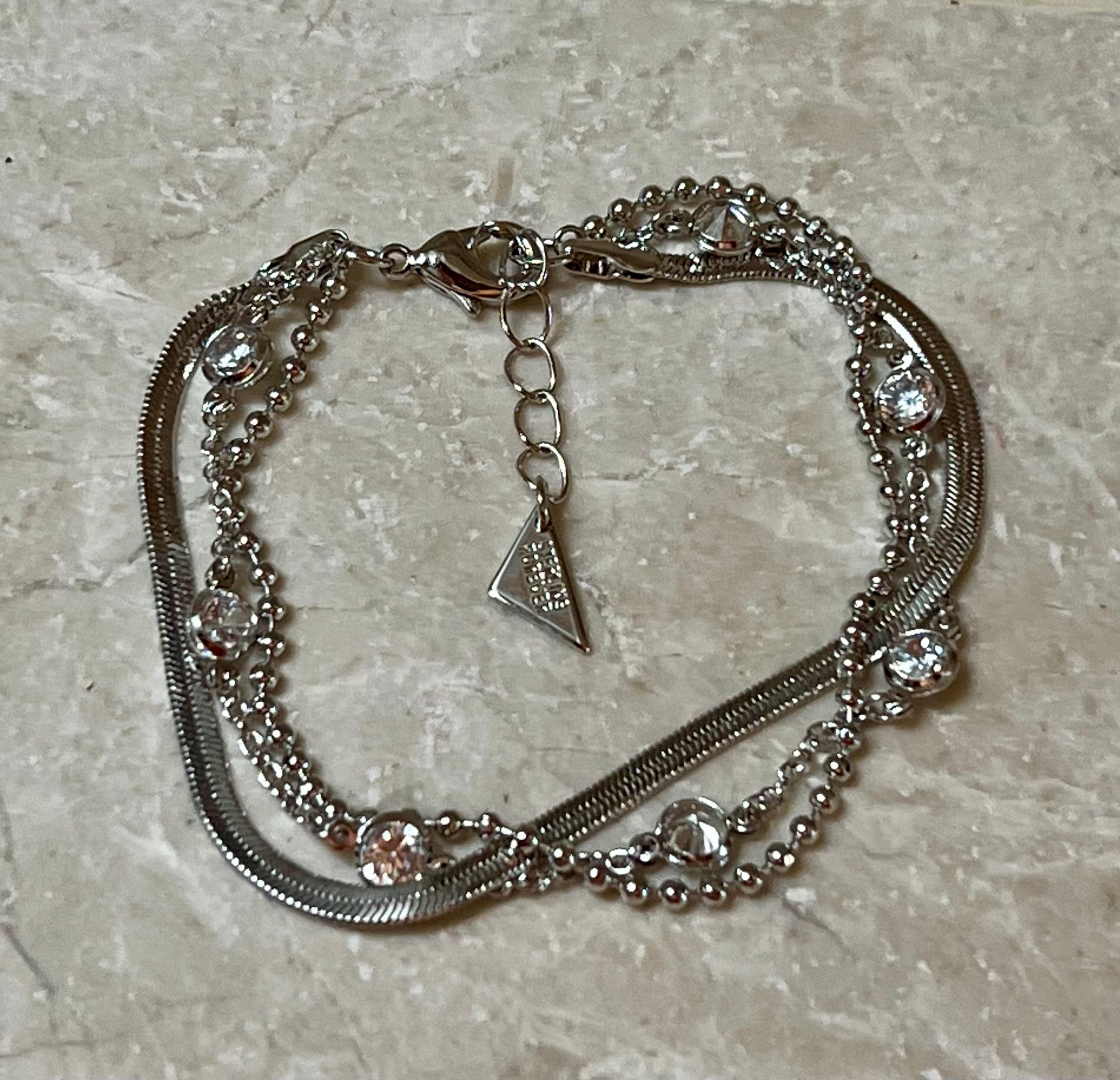 Paisley CZ & Layered Chain Bracelet