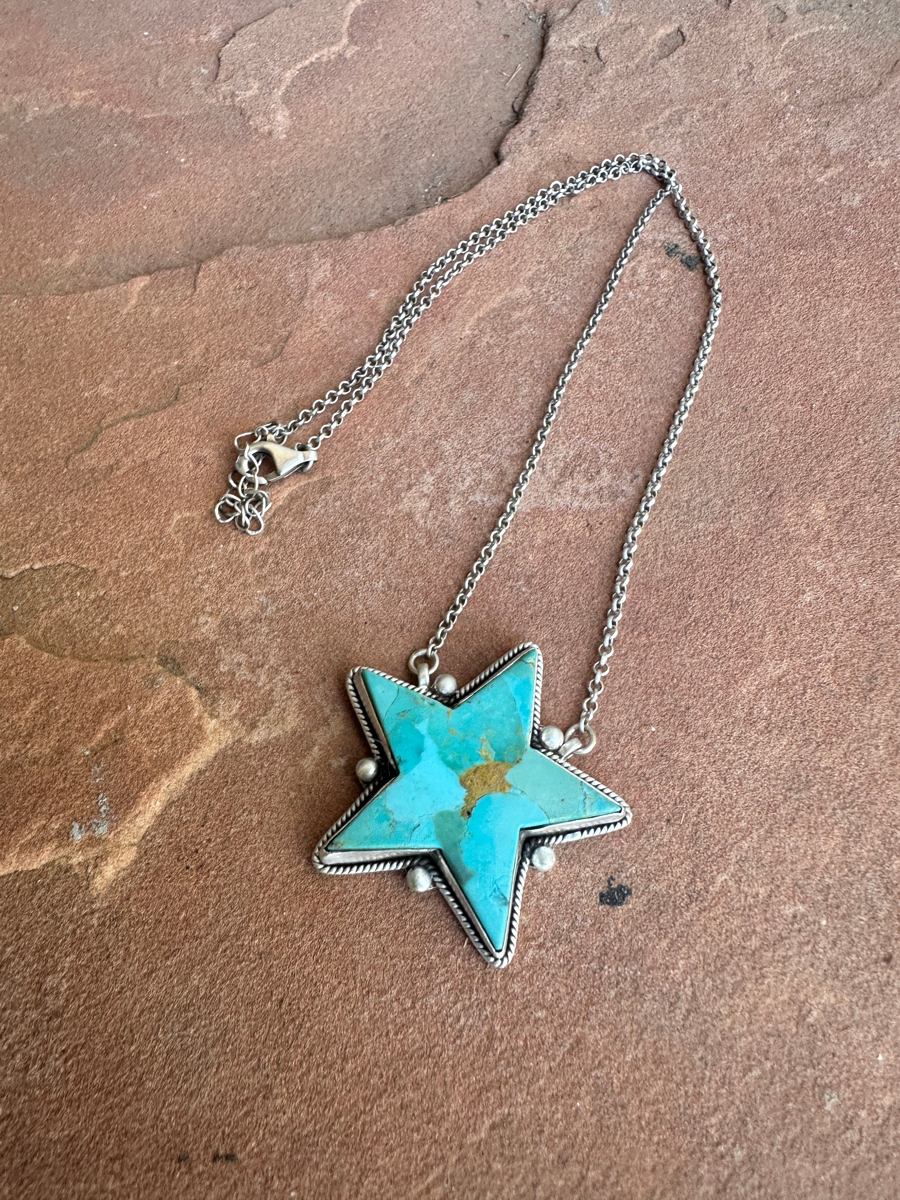 Handmade Sterling Silver & Turquoise Star Necklace