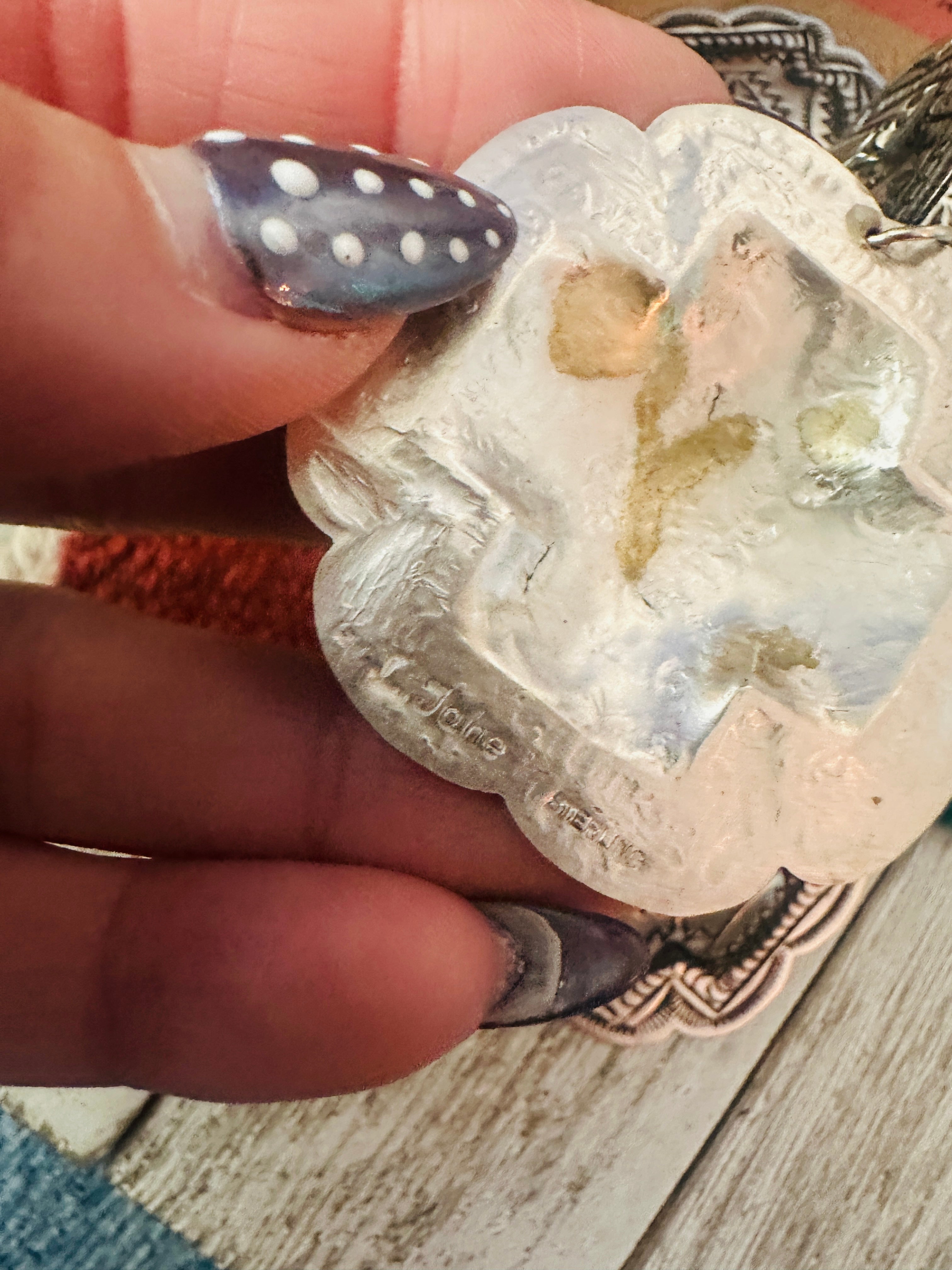 Handcrafted Sterling Silver Concho Dangle Earrings by Leander Tahe