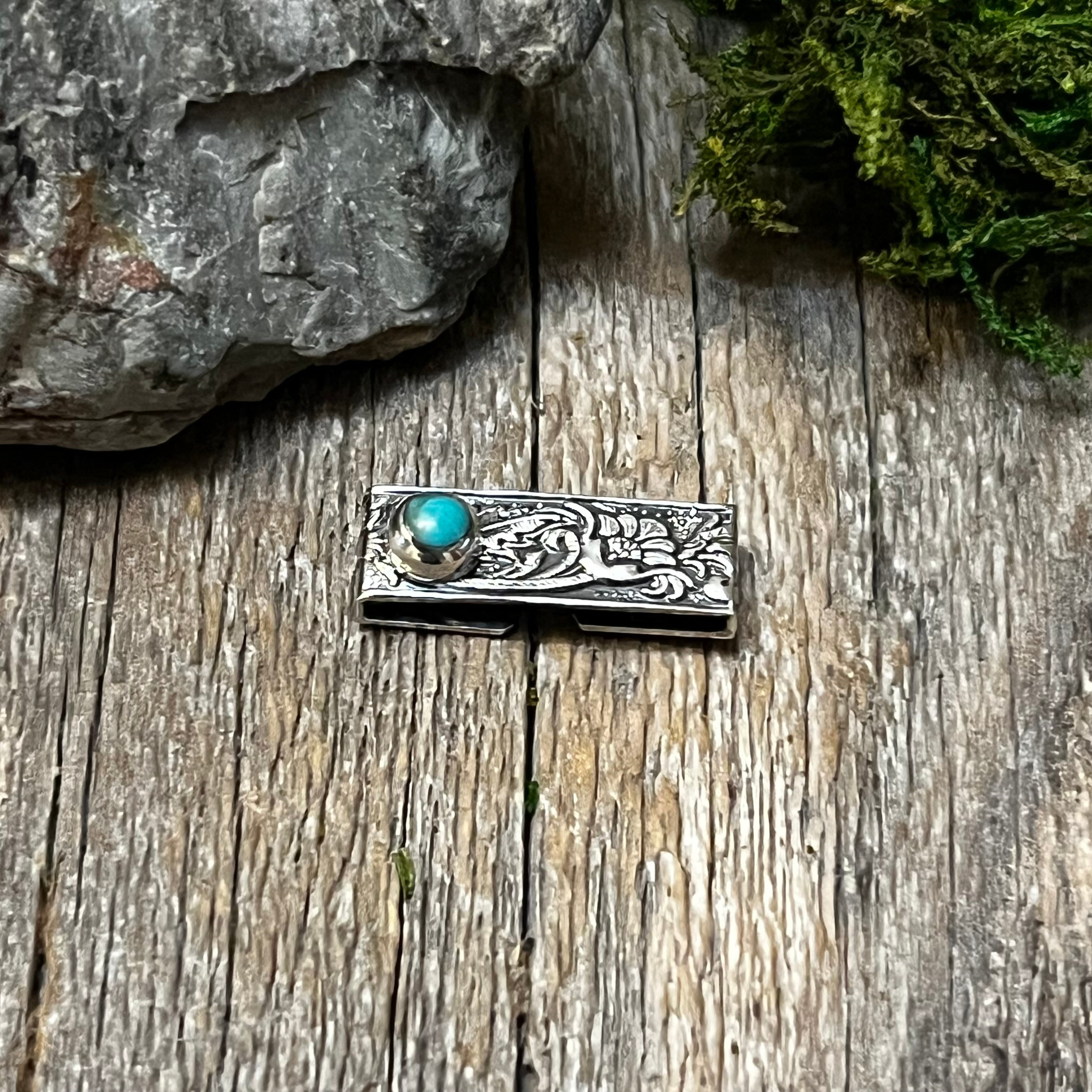 Handmade Etched Sterling Silver & Turquoise Watch Charms