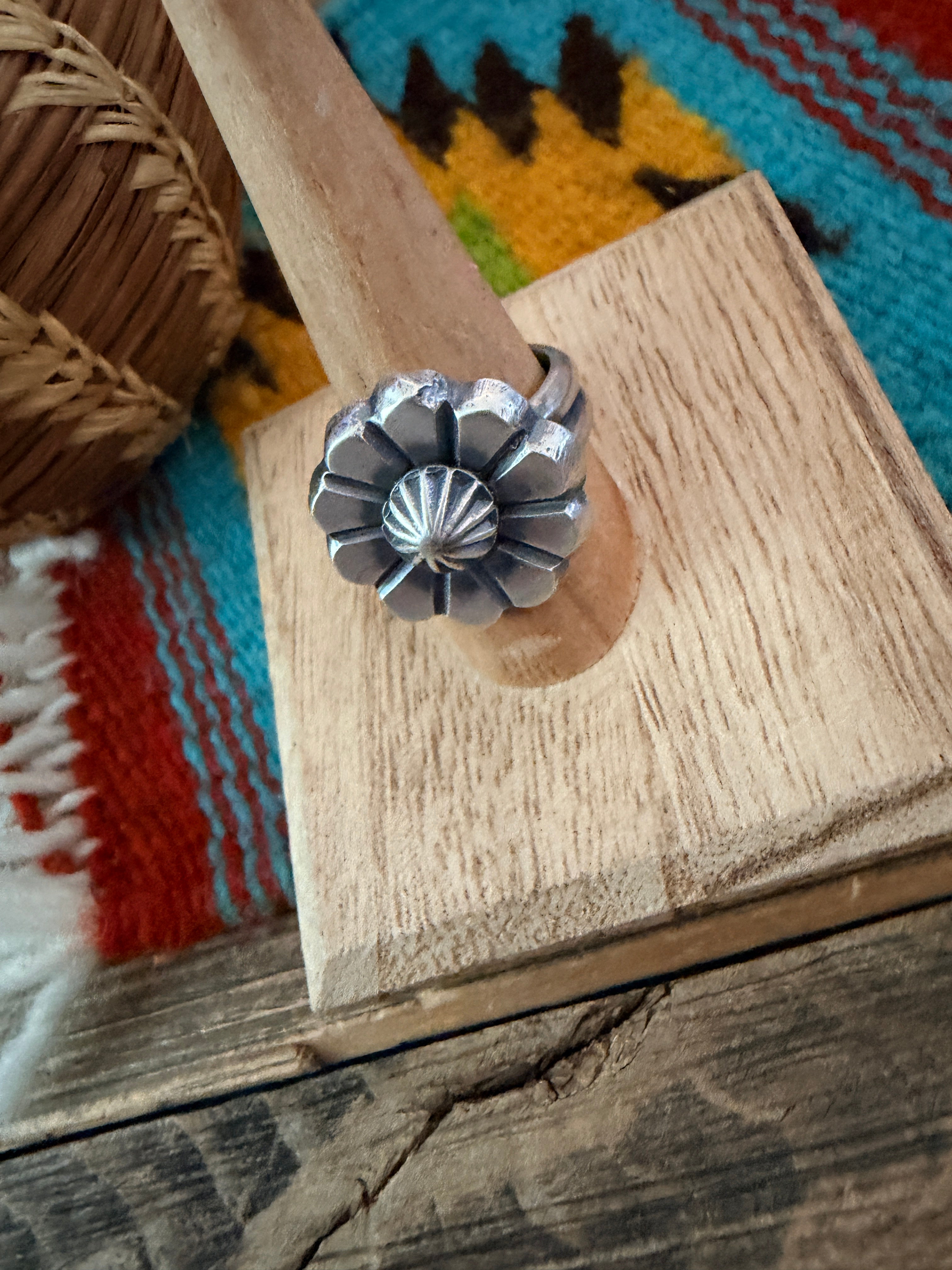 Handcrafted Sterling Silver Flower Ring size 8 by Chimney Butte