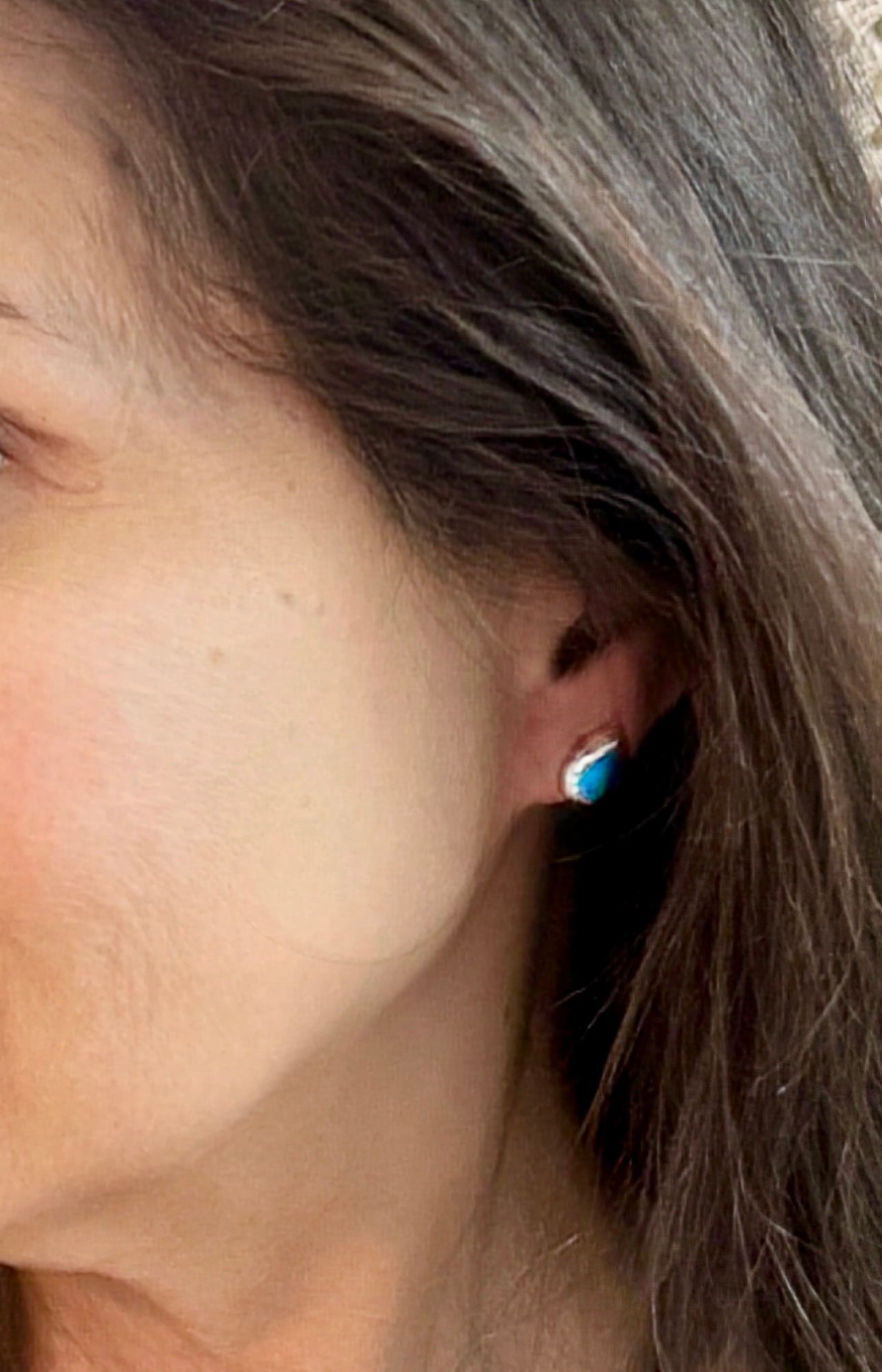 Petite Dark Blue Opal  Teardrop Studs