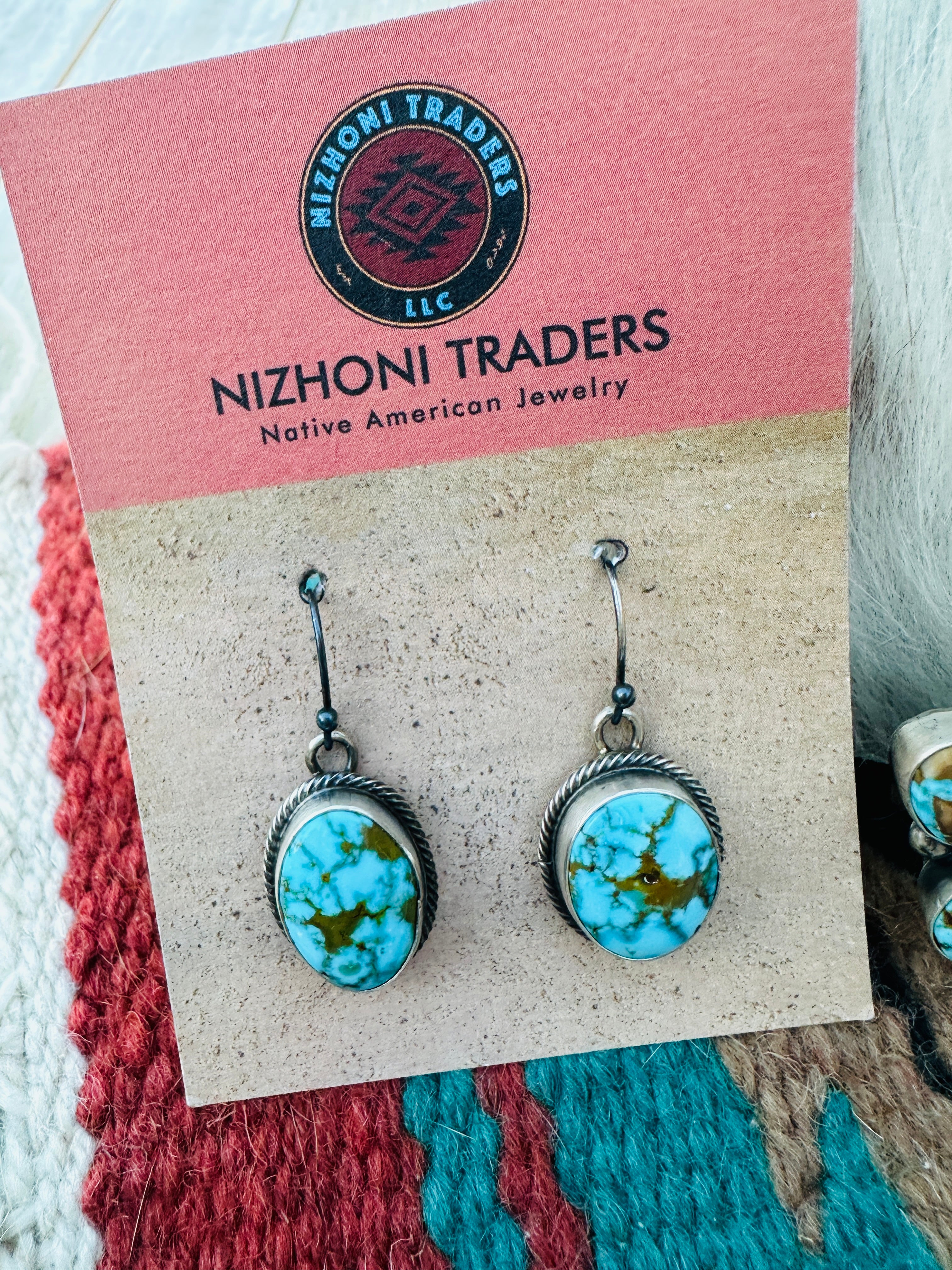 Handcrafted Kingman Web Turquoise & Sterling Silver Necklace and Earring Set