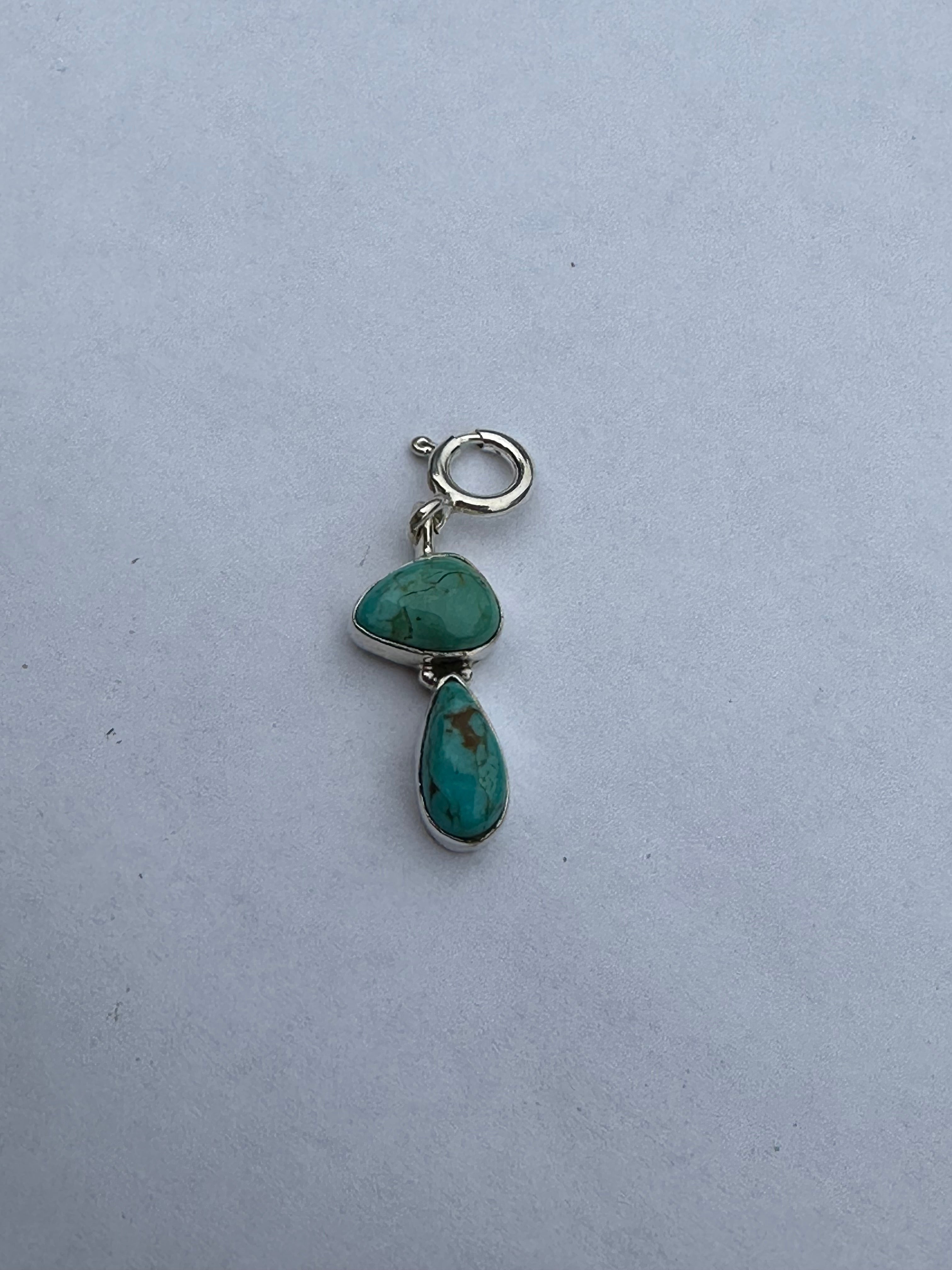 Sterling Silver and 2 Stone Turquoise Charm