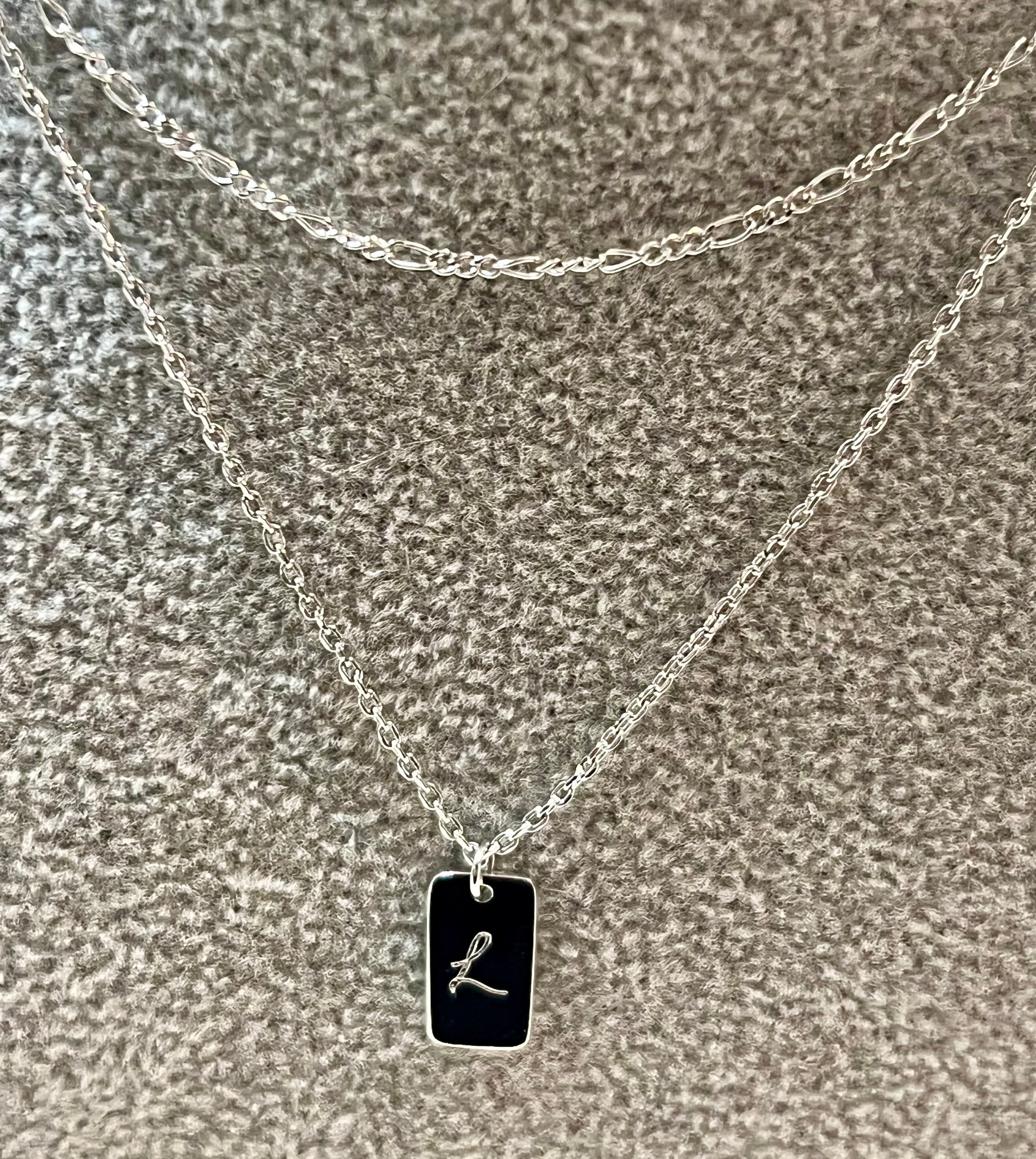 Initial Tag Layered Chain “L” Necklace
