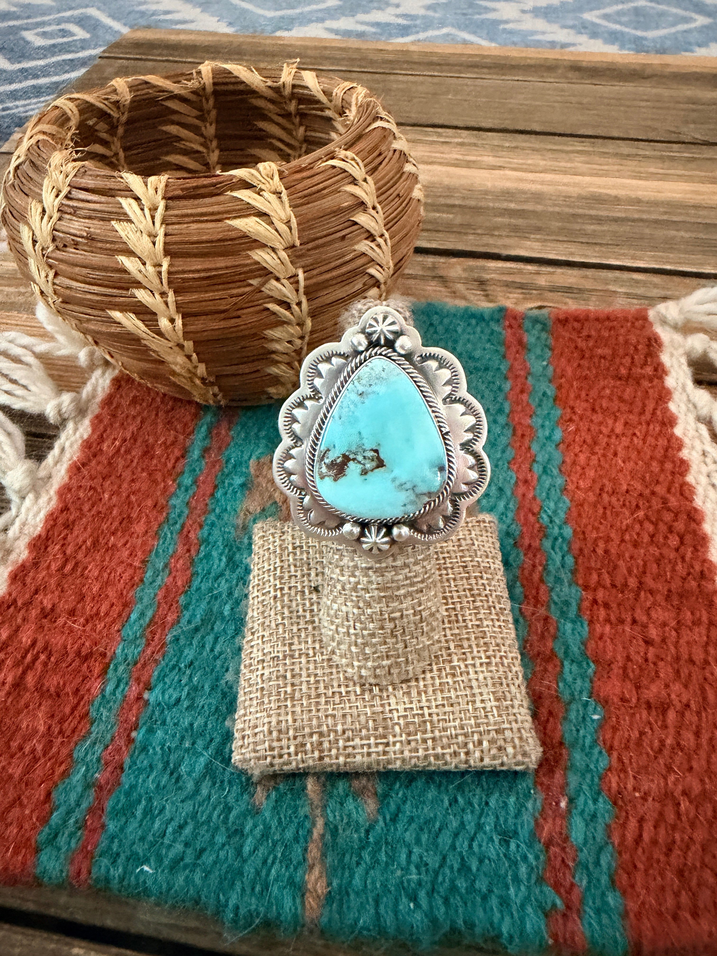 Handcrafted Dry Creek Turquoise & Sterling Silver Ring Size 6.5 by Randy Boyd
