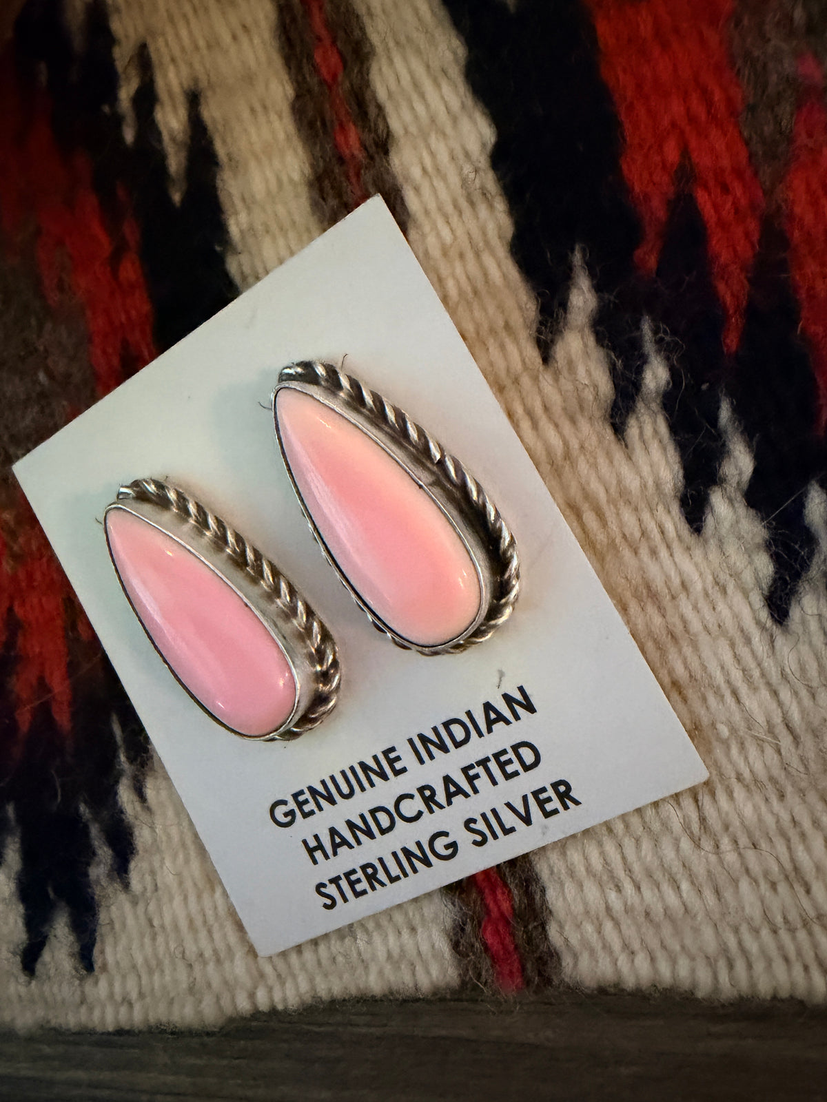 Handcrafted Queen Pink Conch & Sterling Silver Post Earrings