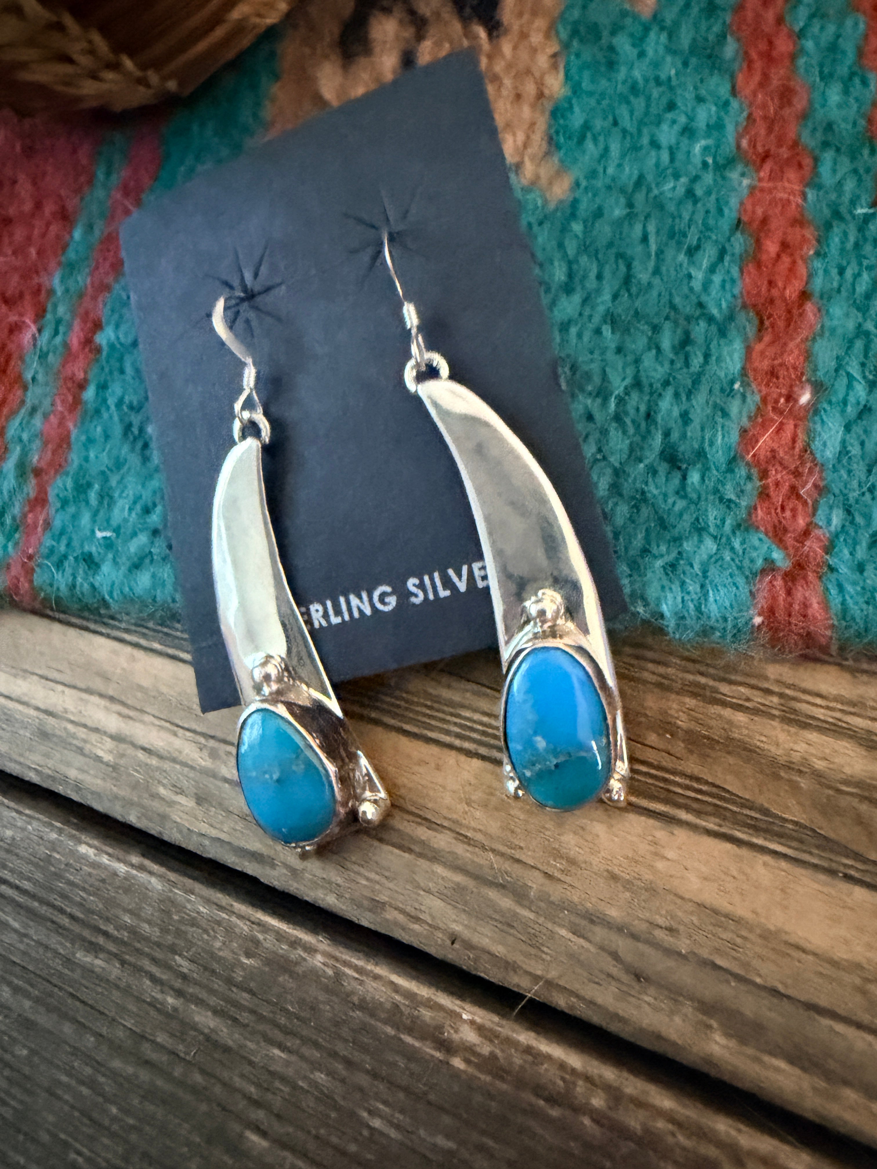 Handcrafted Turquoise & Sterling Silver Dangle Earrings
