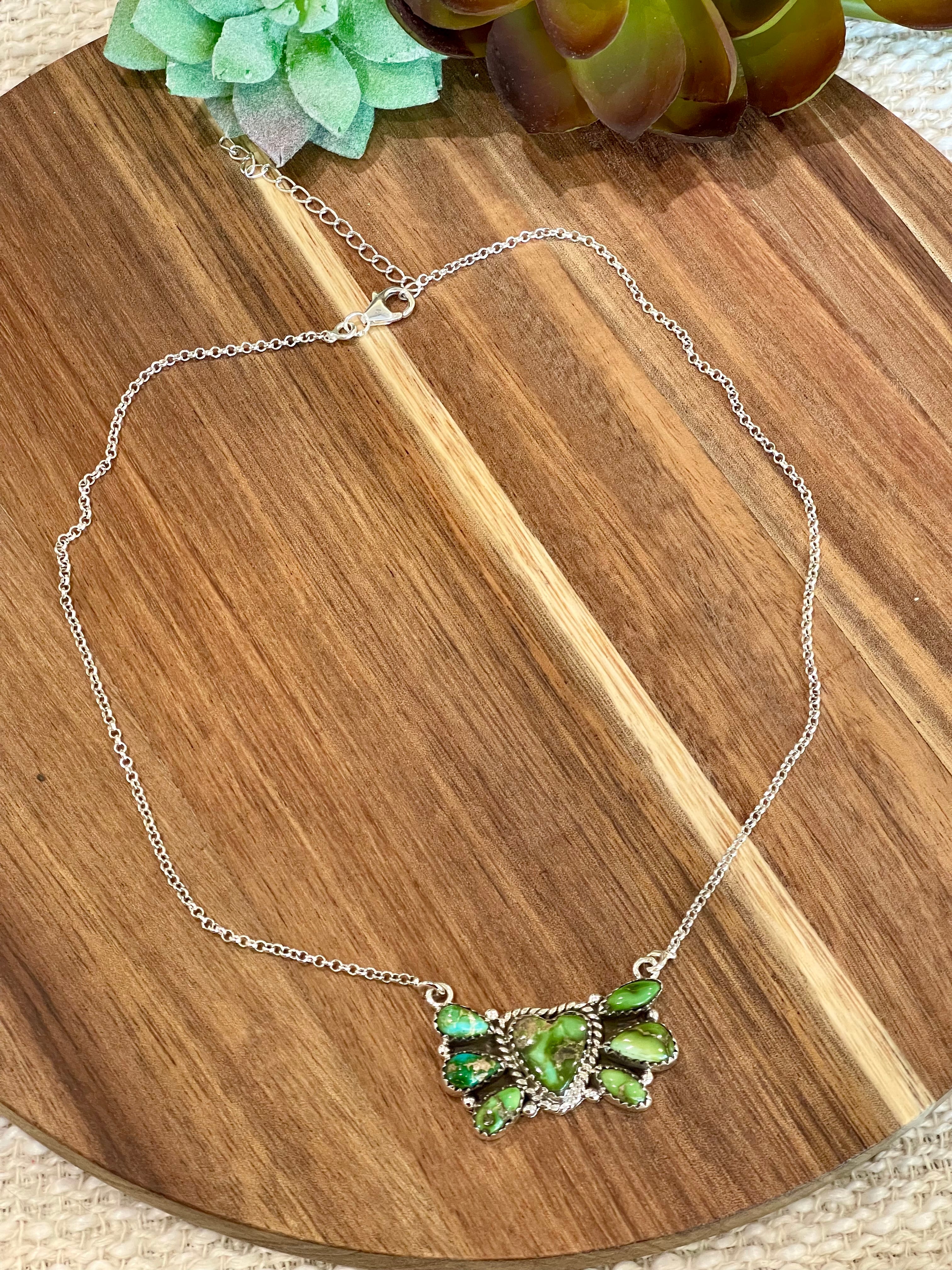 Handmade Sterling Silver, Sonoran Mountain Turquoise Necklace