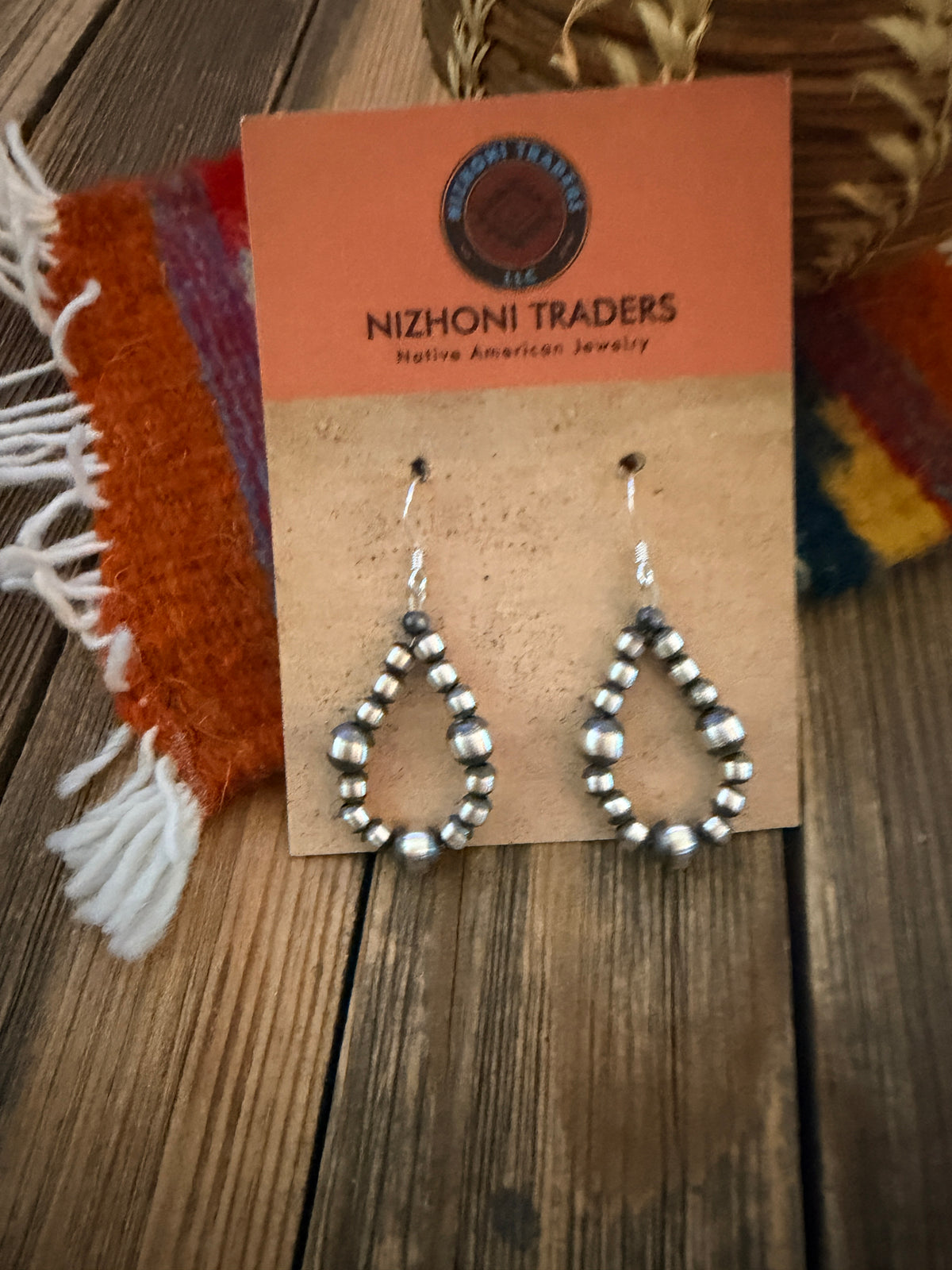 Handcrafted Sterling Silver Pearl Beaded Dangle Hoop Earrings